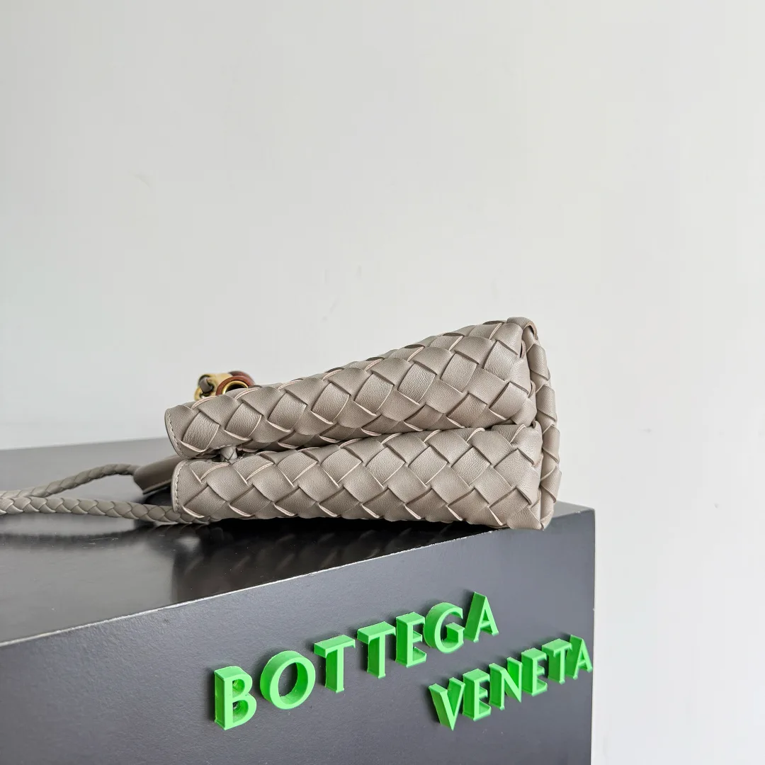 Bottega Veneta Andiamo Grey Intrecciato Woven Leather Top Handle Bag product photo from LabelPicks