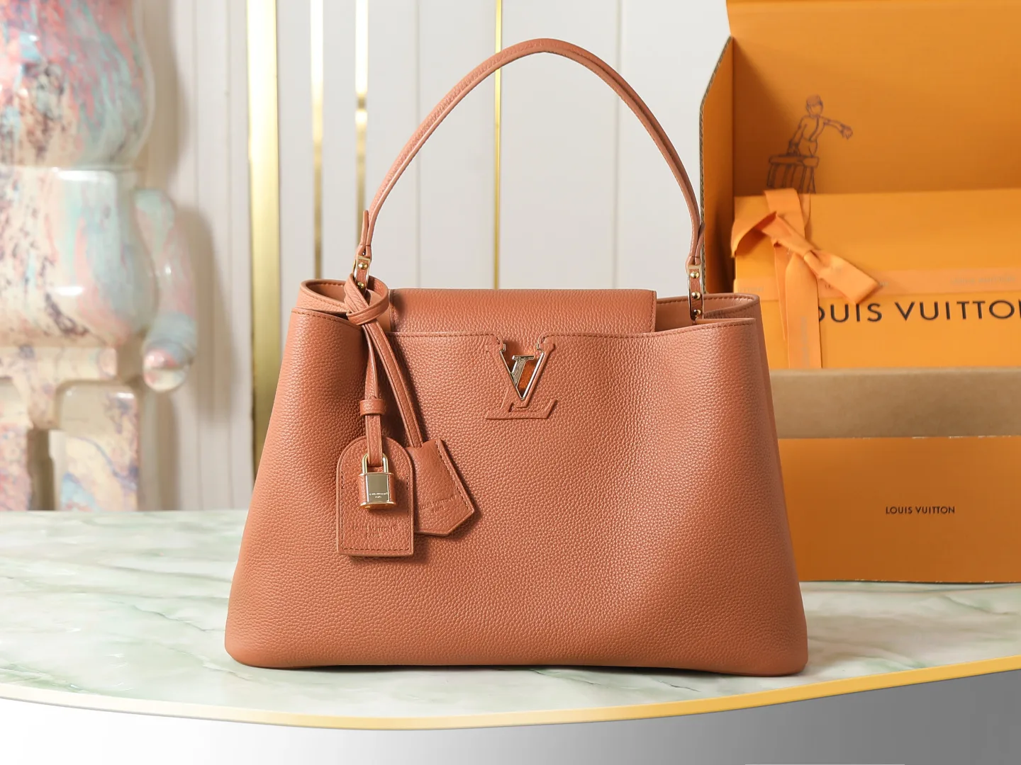 Louis Vuitton Capucines Brown Calfskin Top Handle Bag product photo from LabelPicks