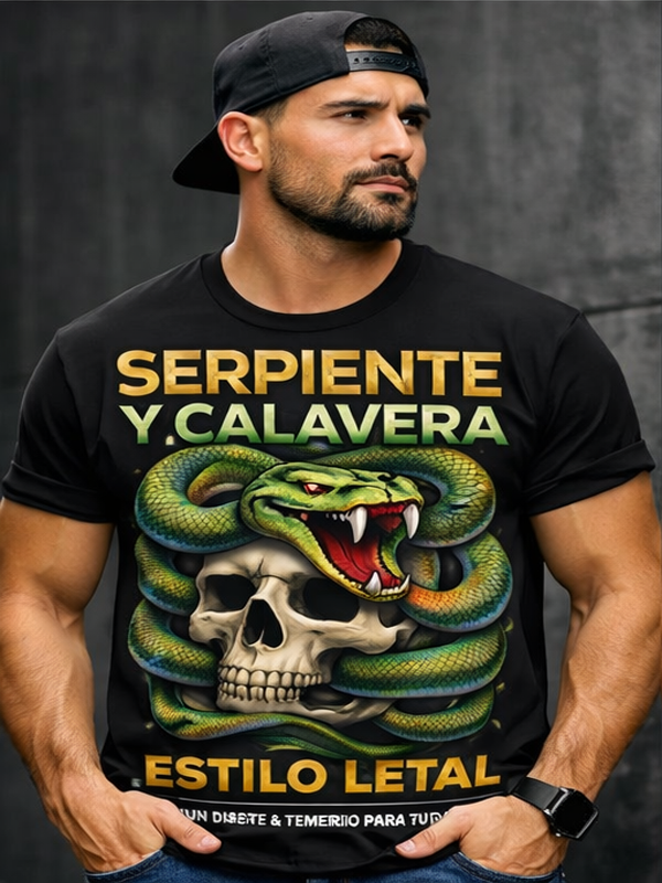 Remera Serpiente entre Calavera – Estilo Letal