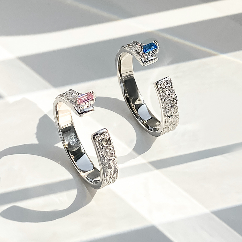 S925 sterling silver textured ring for women, summer ins style, niche, high-end, sweet and cool, personalized geometric open ring