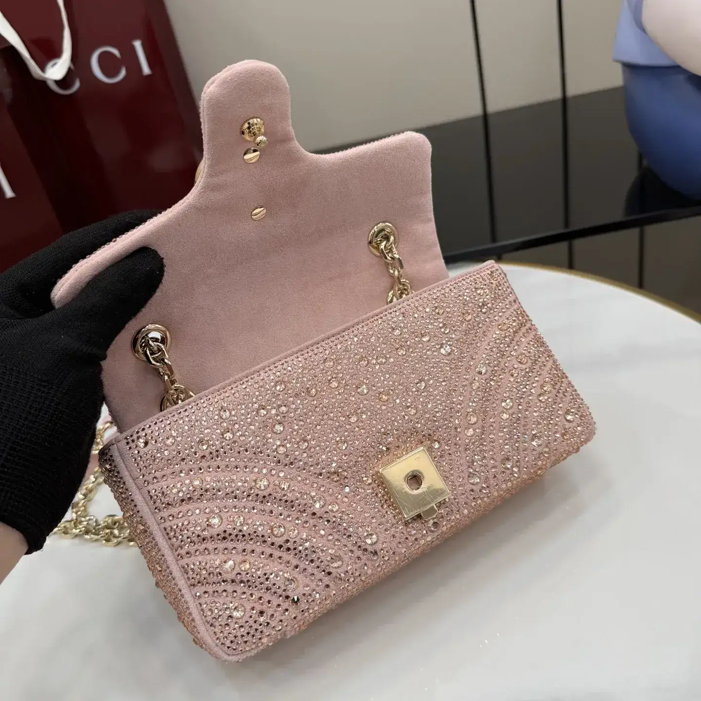 Gucci Pink Marmont GG Supreme Canvas Shoulder Bag product photo from LabelPicks