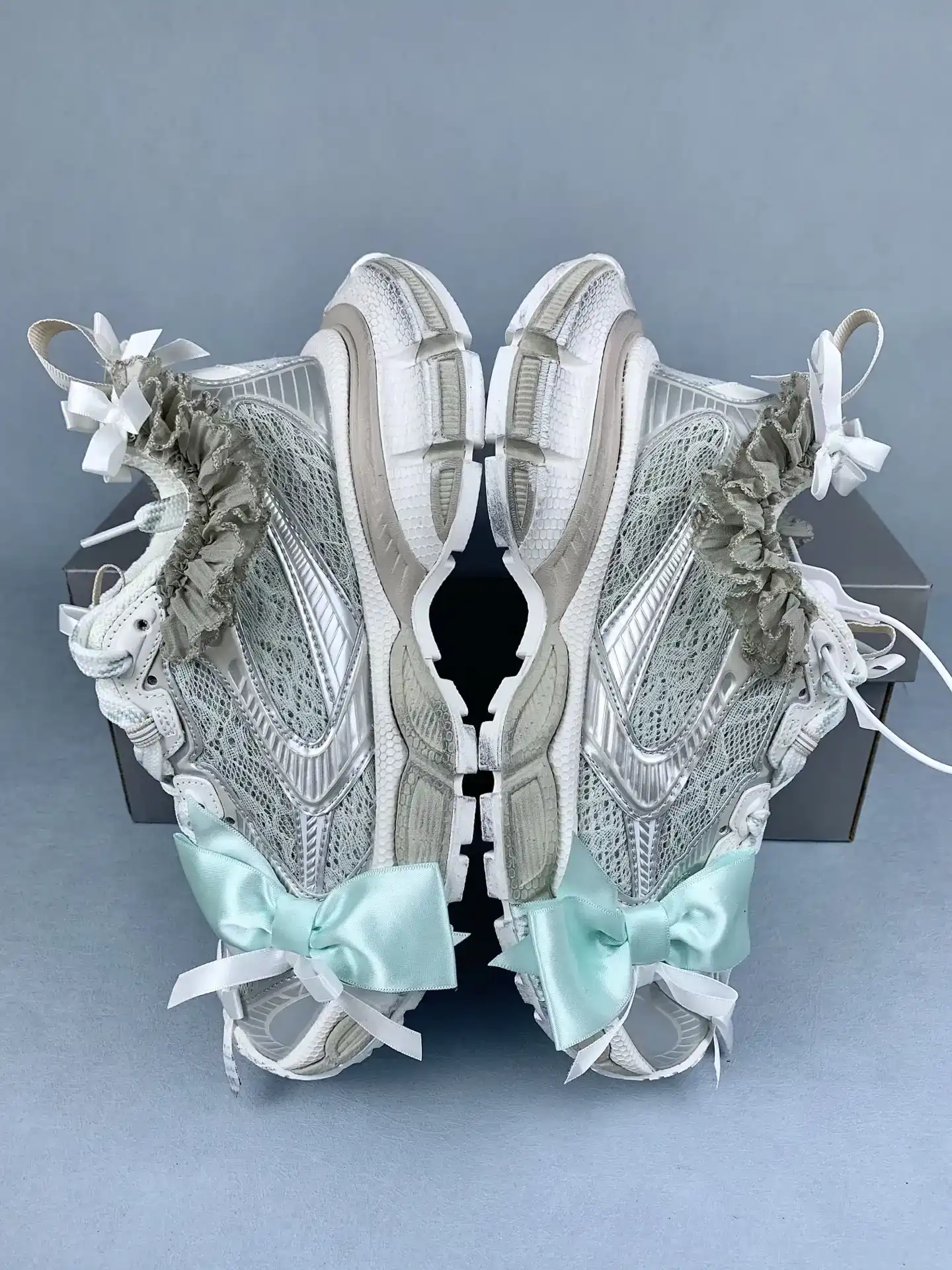 3XL Lace Sneaker in Taupe/White/Light Blue product photo from LabelPicks