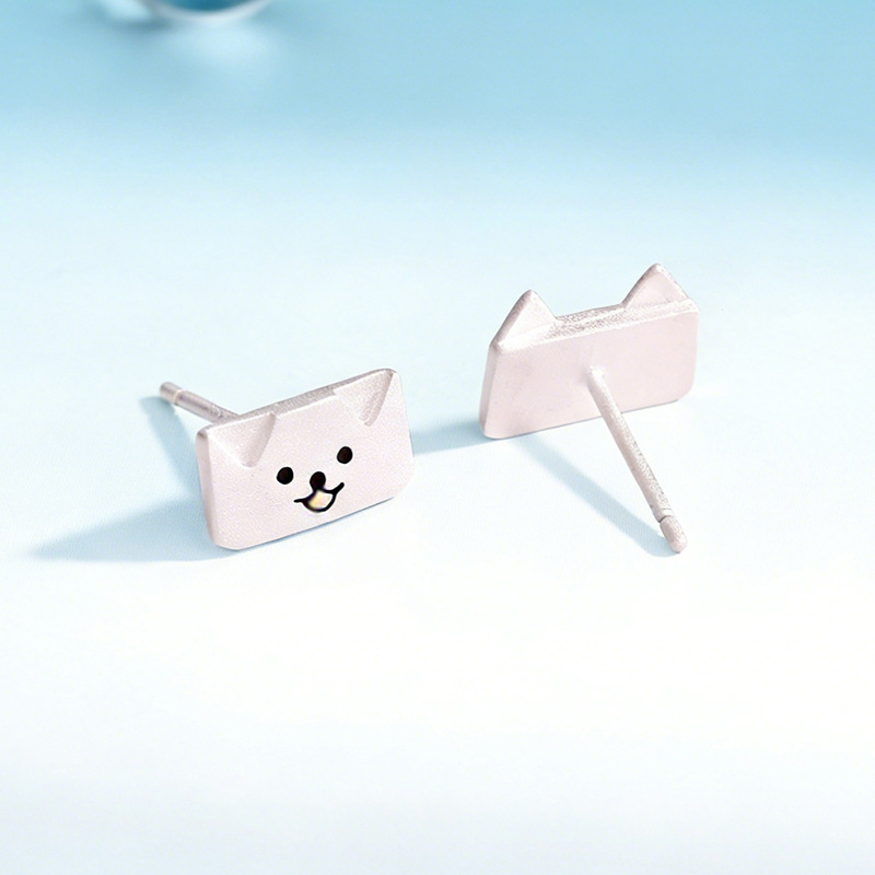Cat and Dog Diary Earrings, Sterling Silver, Unique Design, Cute, Girly Style, Asymmetrical Earrings, Birthday Gift