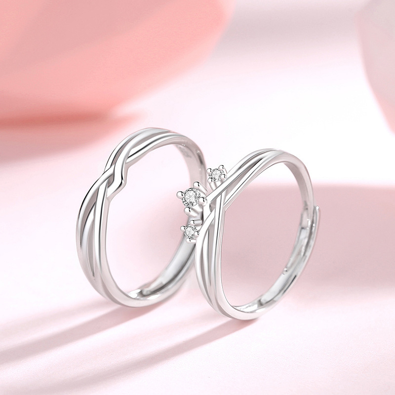 Original design, Three Lives, Three Worlds couple rings, 925 sterling silver, fashionable and minimalist, with an intertwined design, suitable for both men and women, a perfect 520 Valentine's Day gift