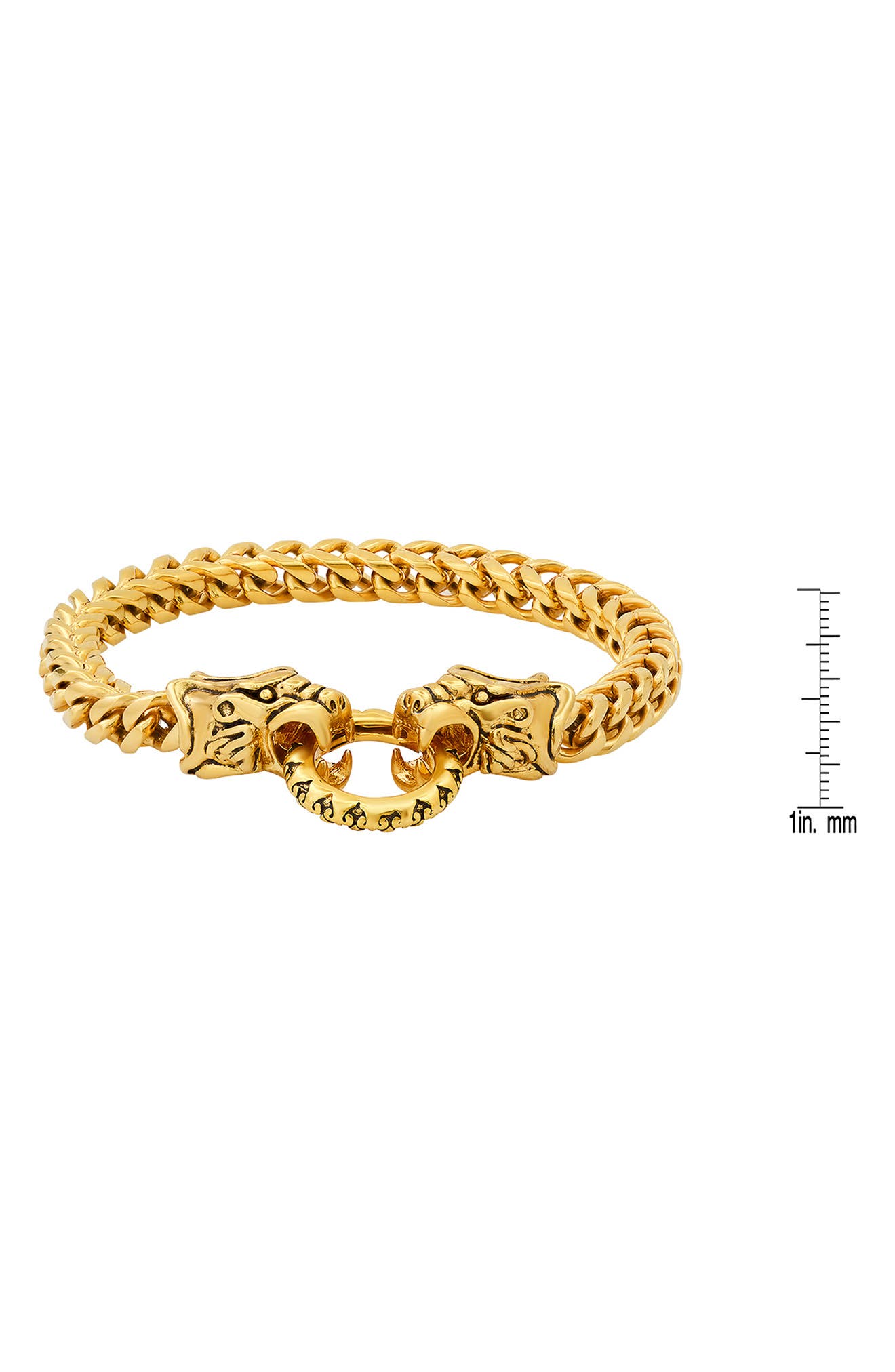 HMY JEWELRY 18k Gold Plated Stainless Steel Dragon Cuff Bracelet