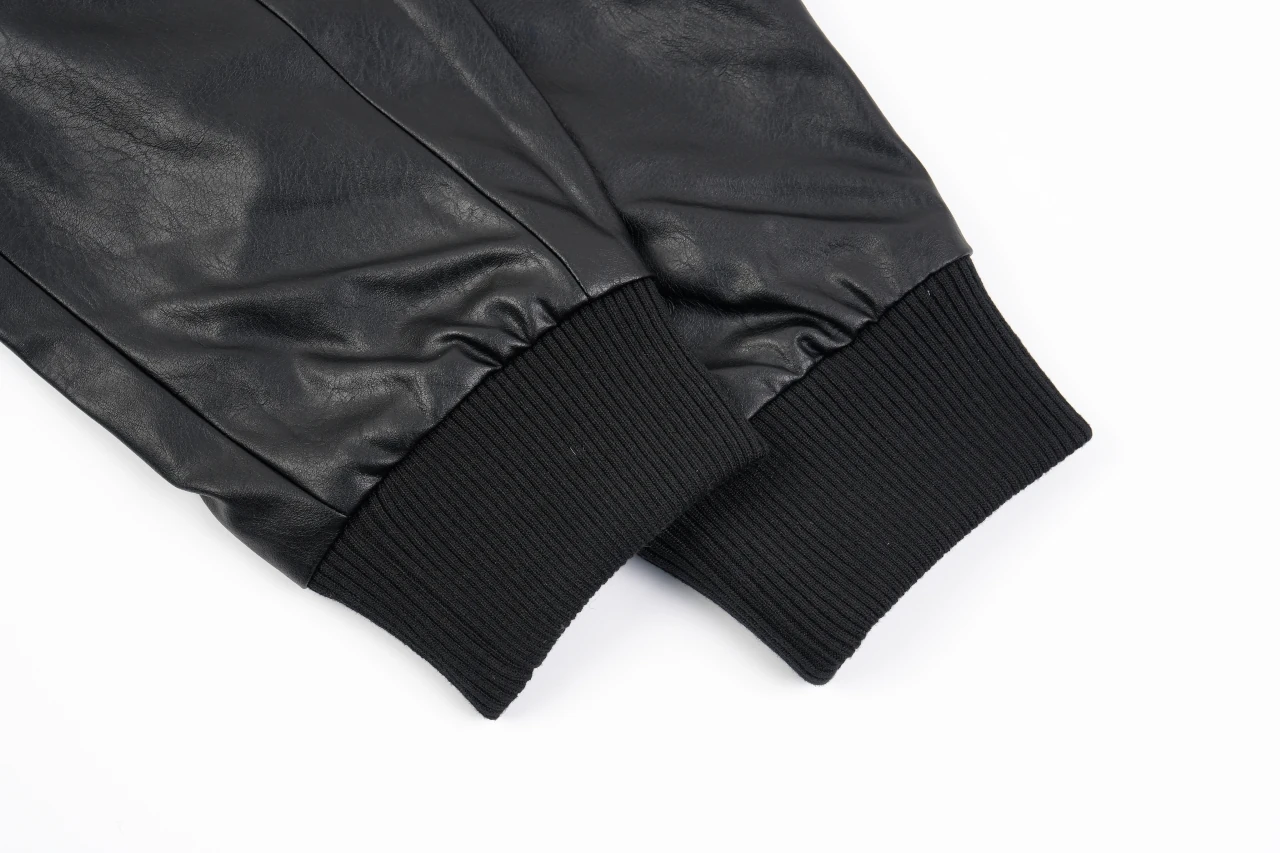 Miu Miu Black Waxed Leather Baseball Jacket product photo from LabelPicks