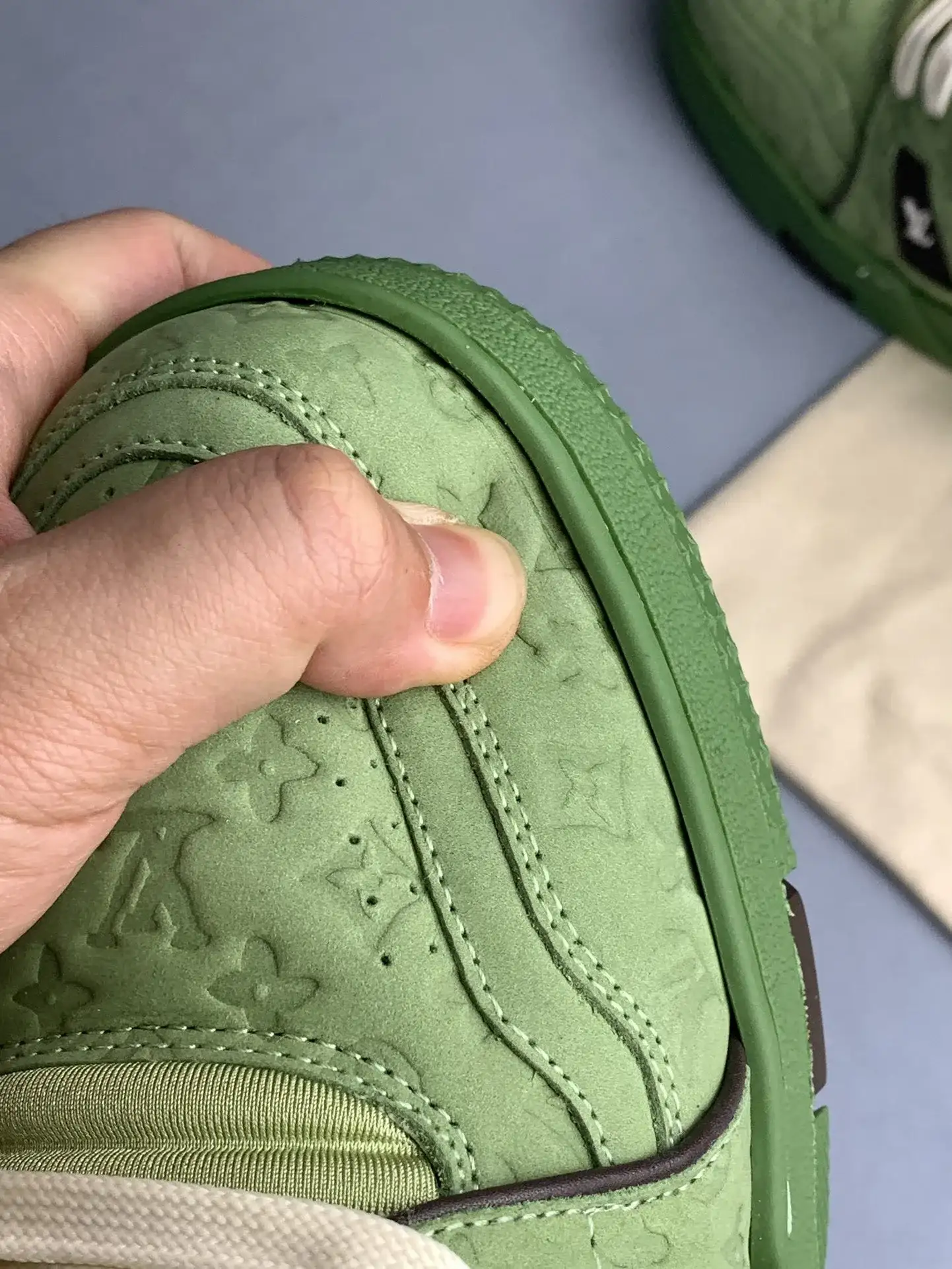 Louis Vuitton LV Trainer Low Sneaker - Cactus Green and Pink product photo from LabelPicks