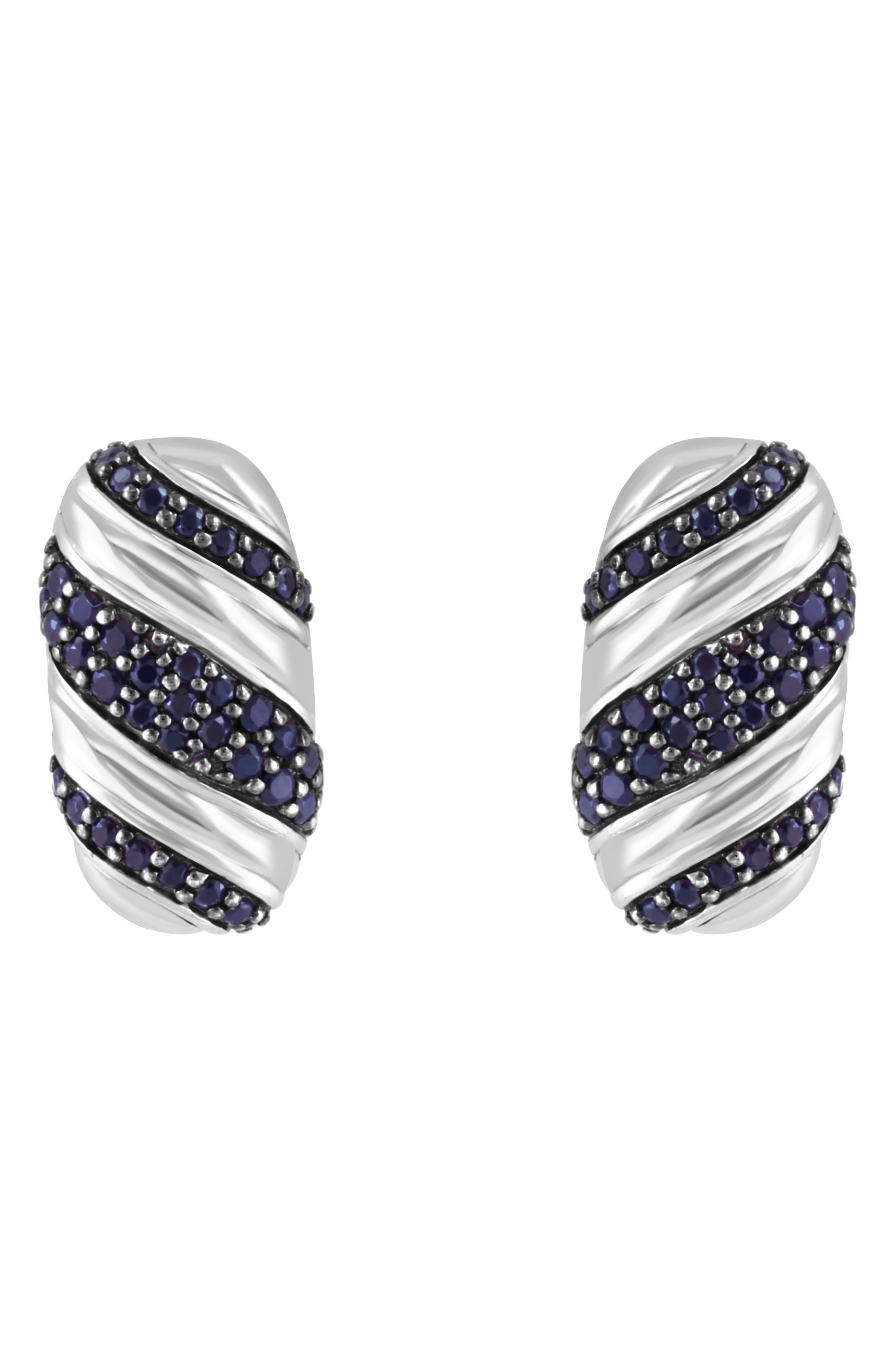 EFFY Sterling Silver Pavé Black Spinel Oval Stud Earrings