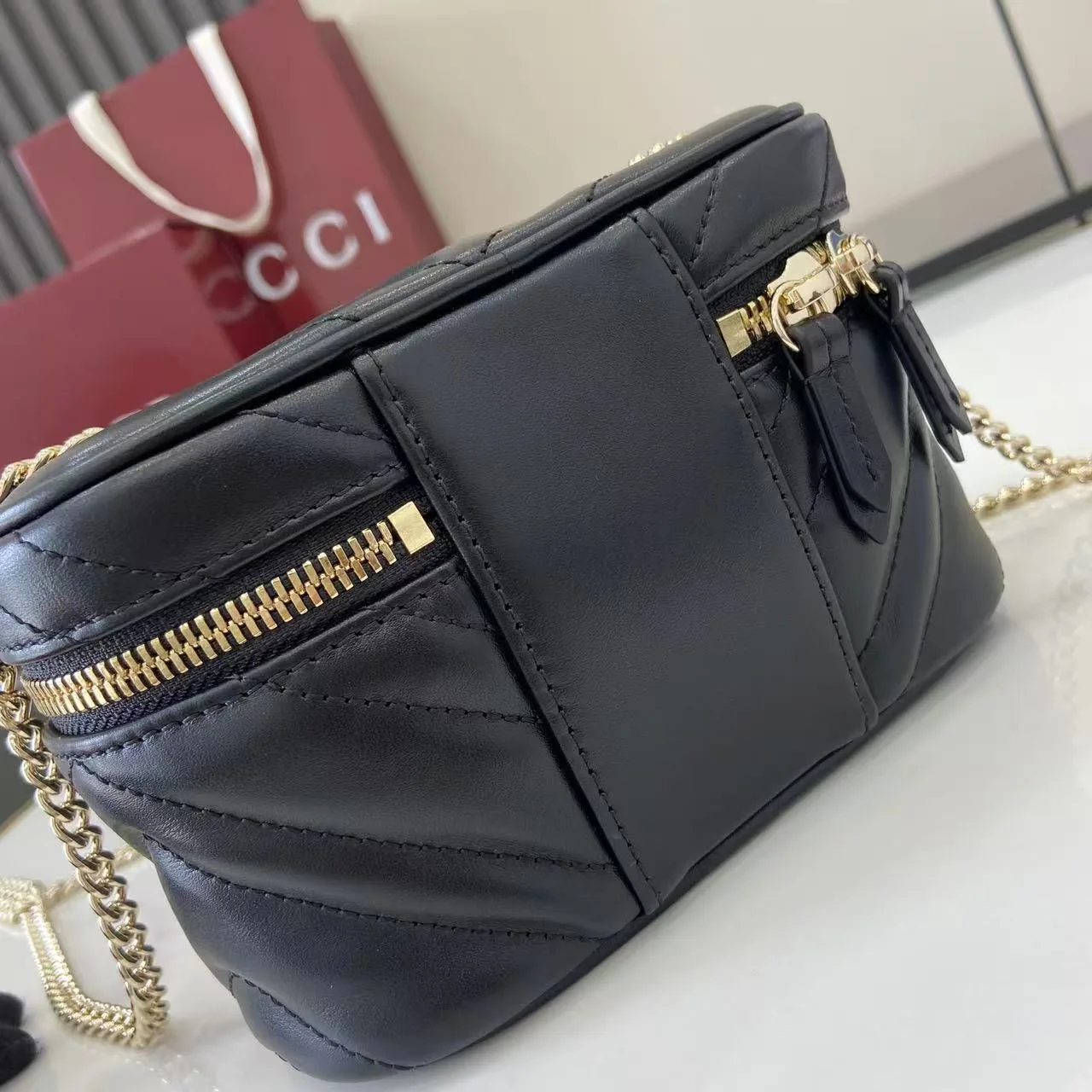 Gucci Marmont Black GG Supreme Canvas Top Handle Bag product photo from LabelPicks