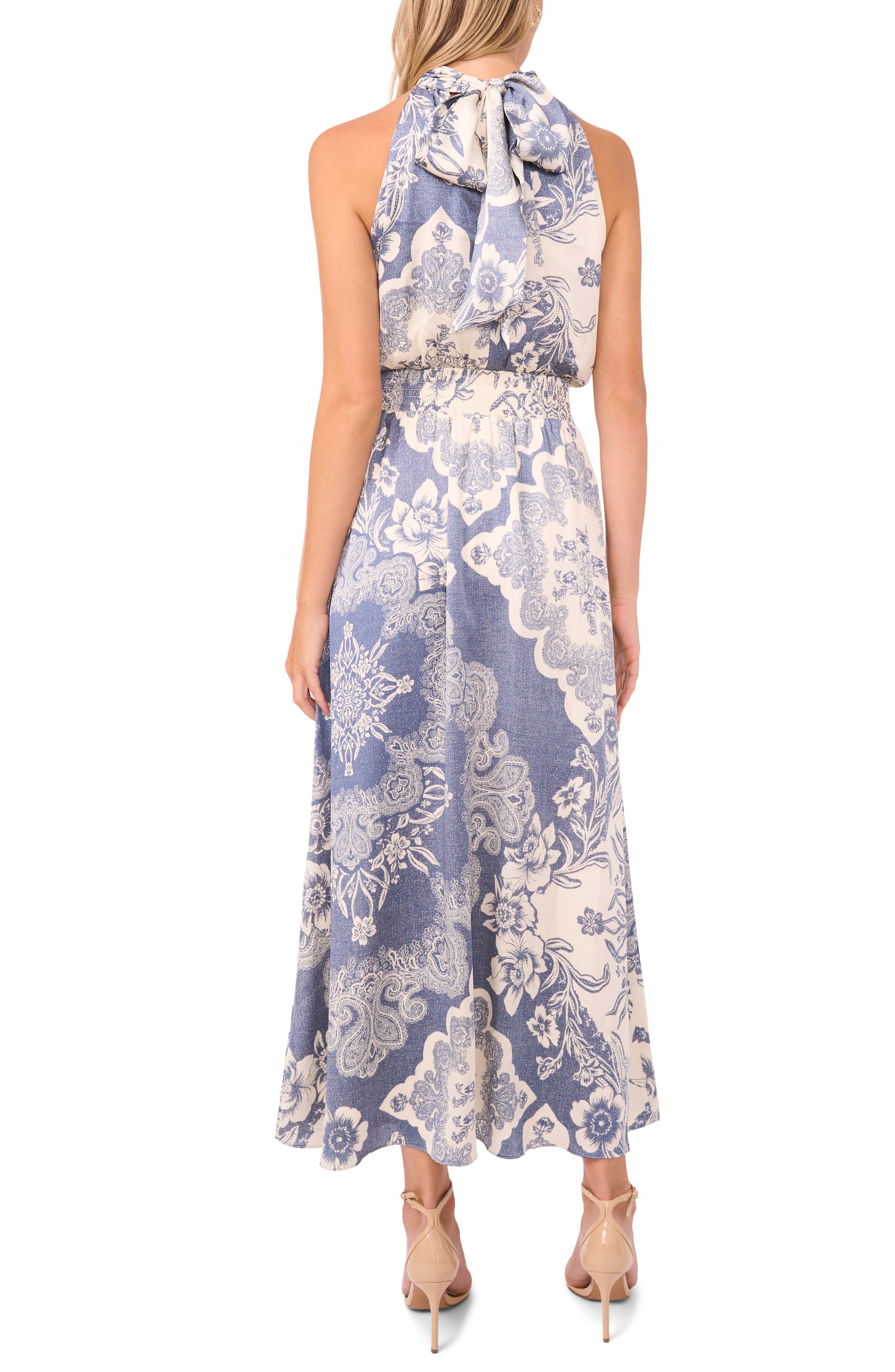 Vince Camuto Mixed Print Smock Waist Maxi Dress