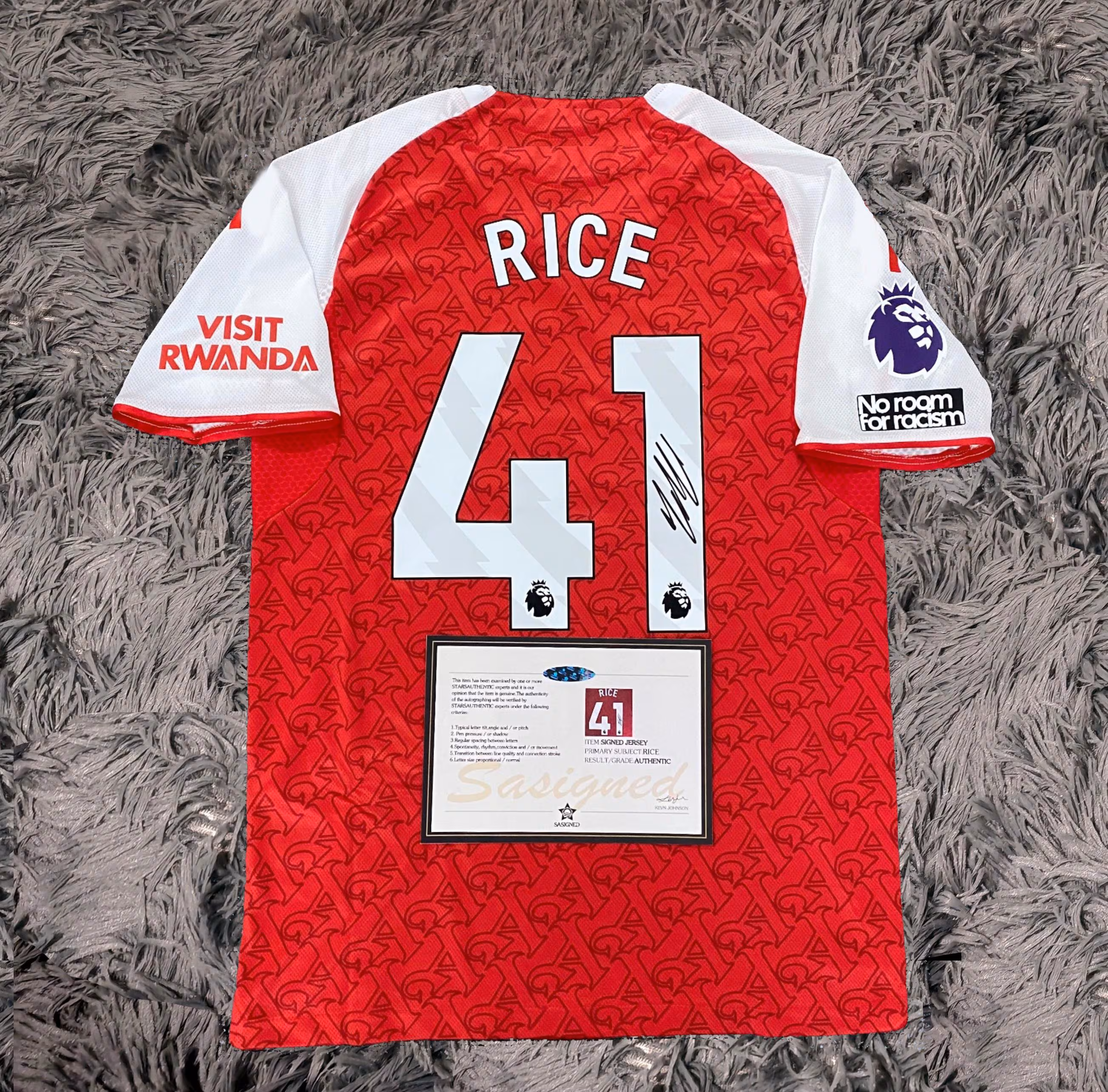 Declan Rice SIGNED Arsenal 25/26 Home Jersey/Shirt - COA - 2025