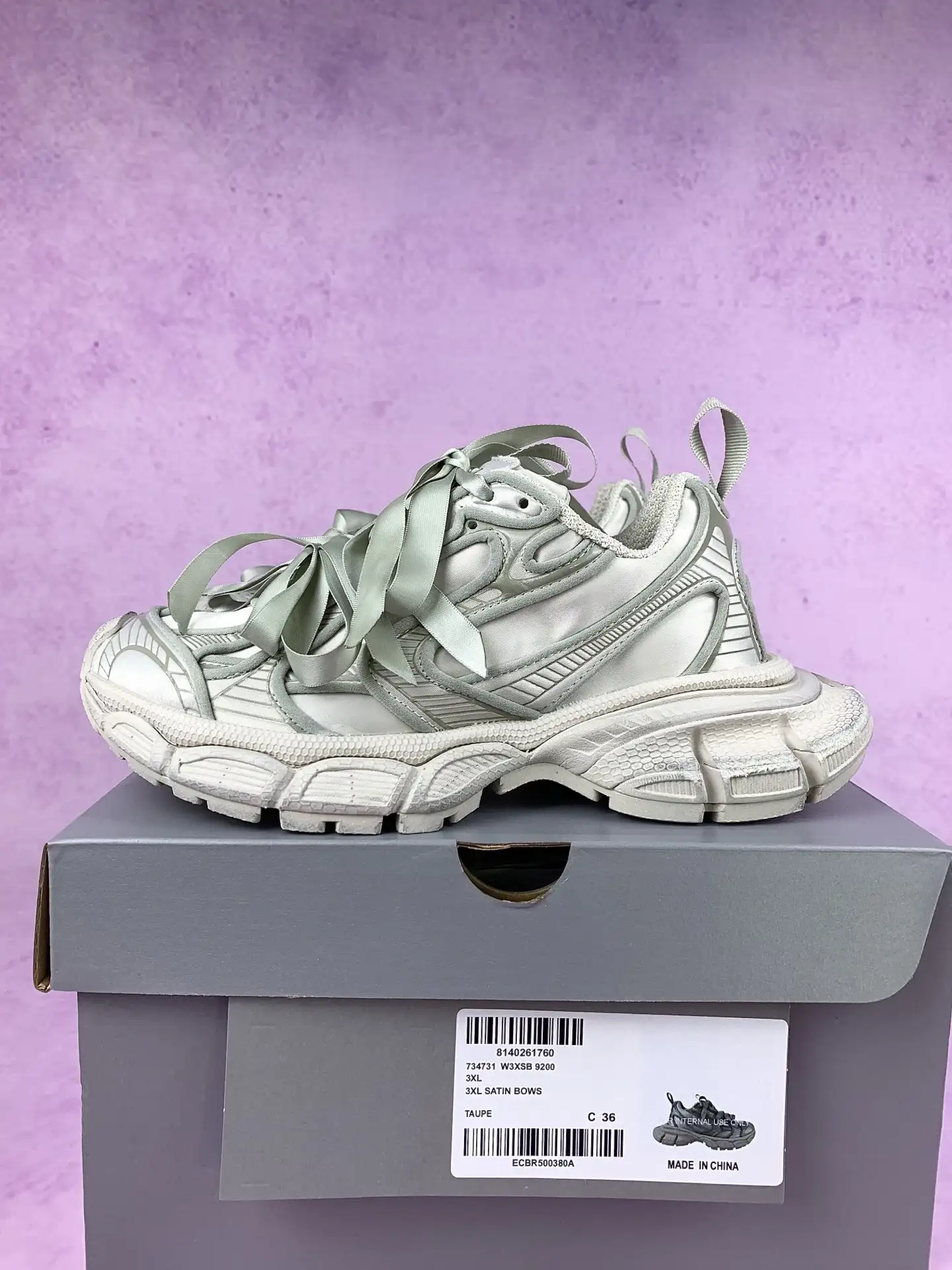 3XL Satin Bow Sneaker in Taupe product photo from LabelPicks