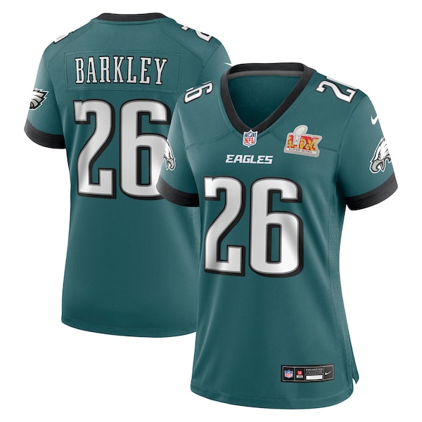Saquon Barkley Philadelphia Eagles Nike Women's Super Bowl LIX Game Player Jersey - Midnight Green
