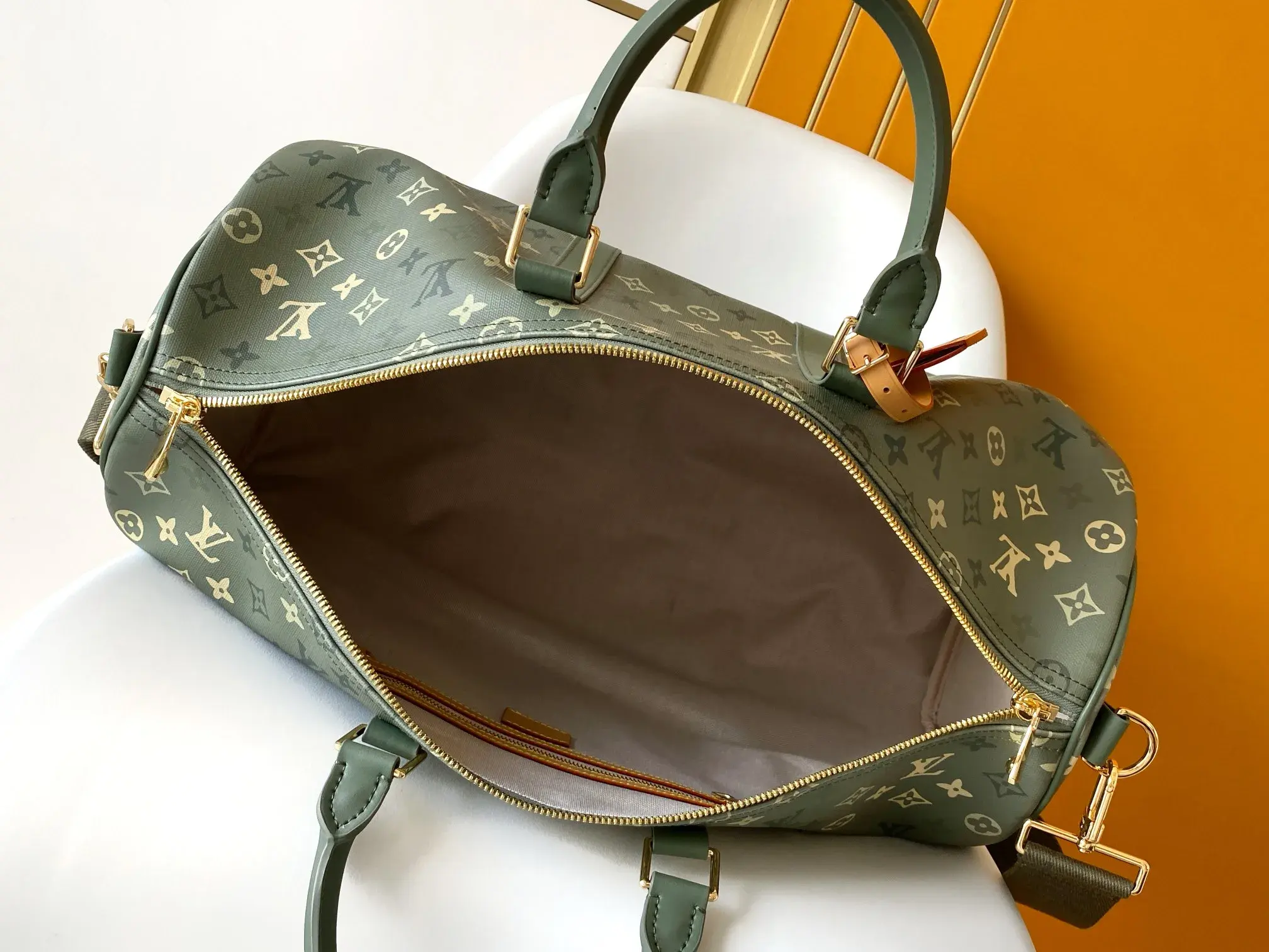 Louis Vuitton Green Keepall Monogram Canvas Tote Bag product photo from LabelPicks