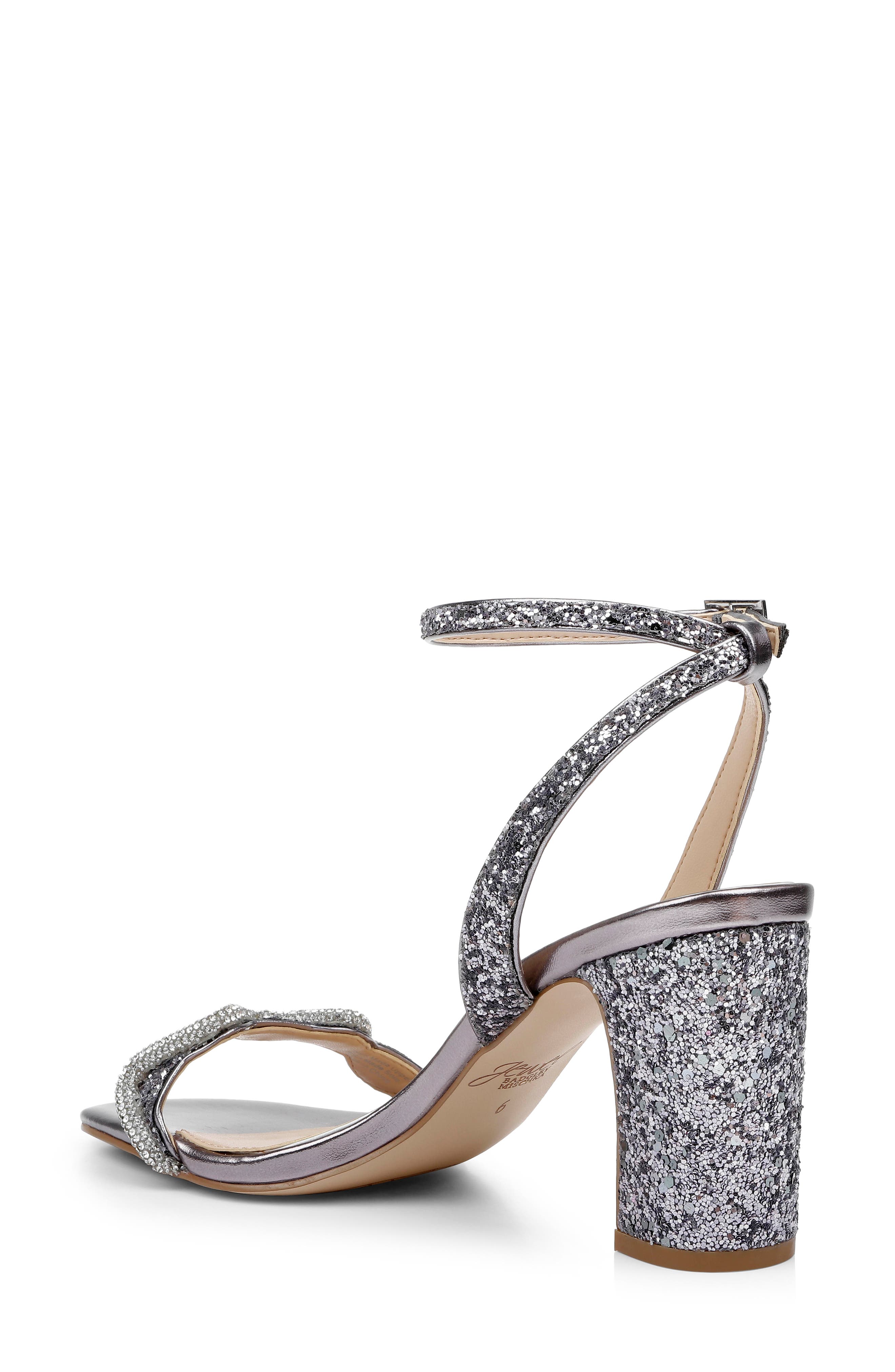Jewel Badgley Mischka Gem Glitter Ankle Strap Sandal