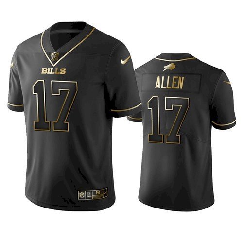 Men's Buffalo Bills Josh Allen Nike Platinum Retro Gold Edition Limited Jersey - Black