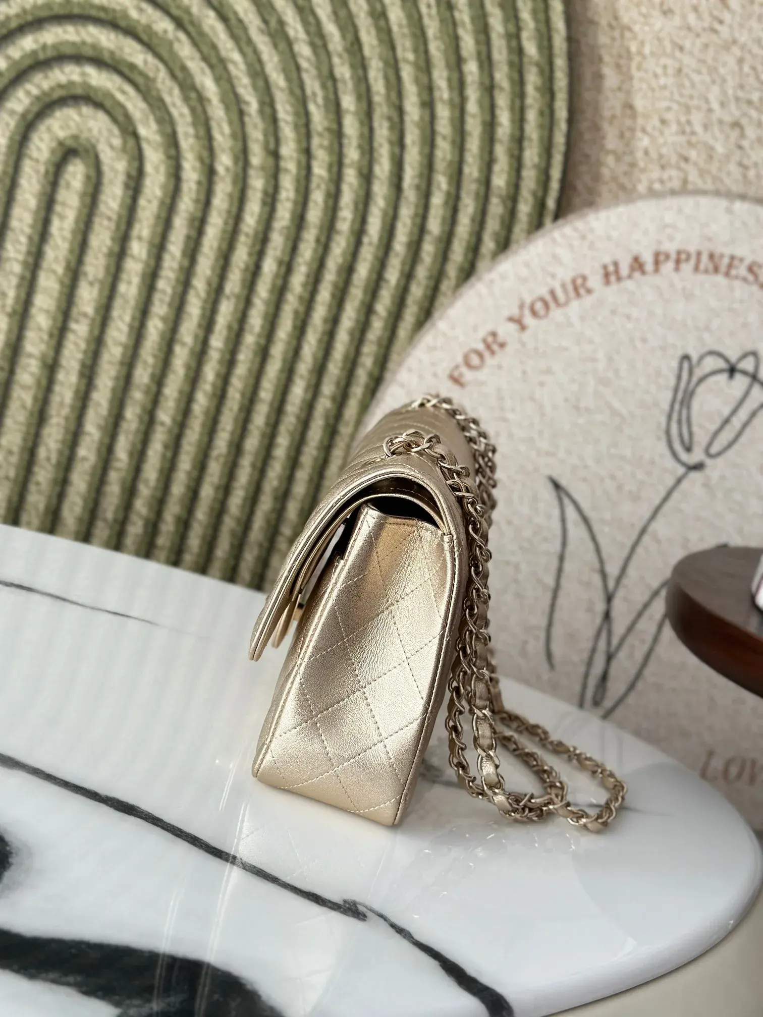 Chanel Classic Flap Gold Lambskin Shoulder Bag product photo from LabelPicks