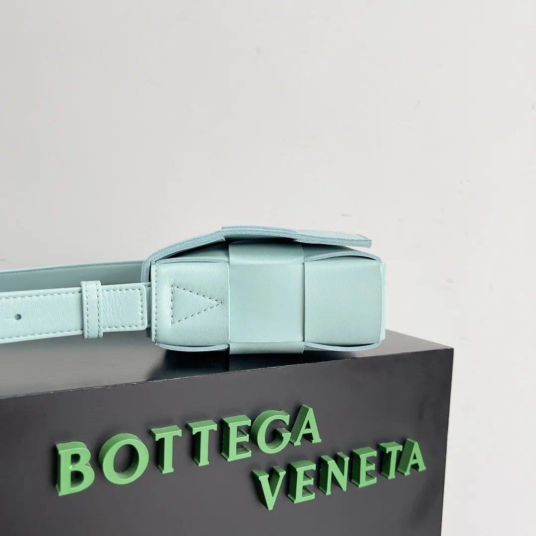 Bottega Veneta Blue Cassette Intrecciato Woven Leather Shoulder Bag product photo from LabelPicks