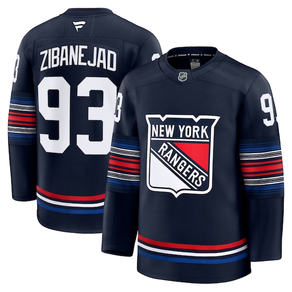 Mika Zibanejad New York Rangers  Alternate Premium Jersey - Navy/Blue/White