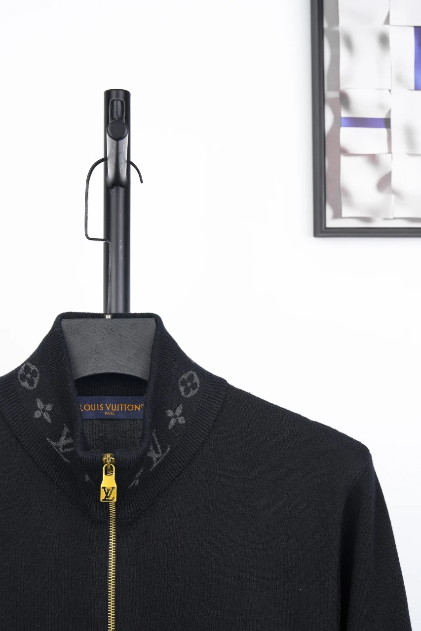 Louis Vuitton Black Jacquard Cuff Knit Zip Jacket product photo from LabelPicks