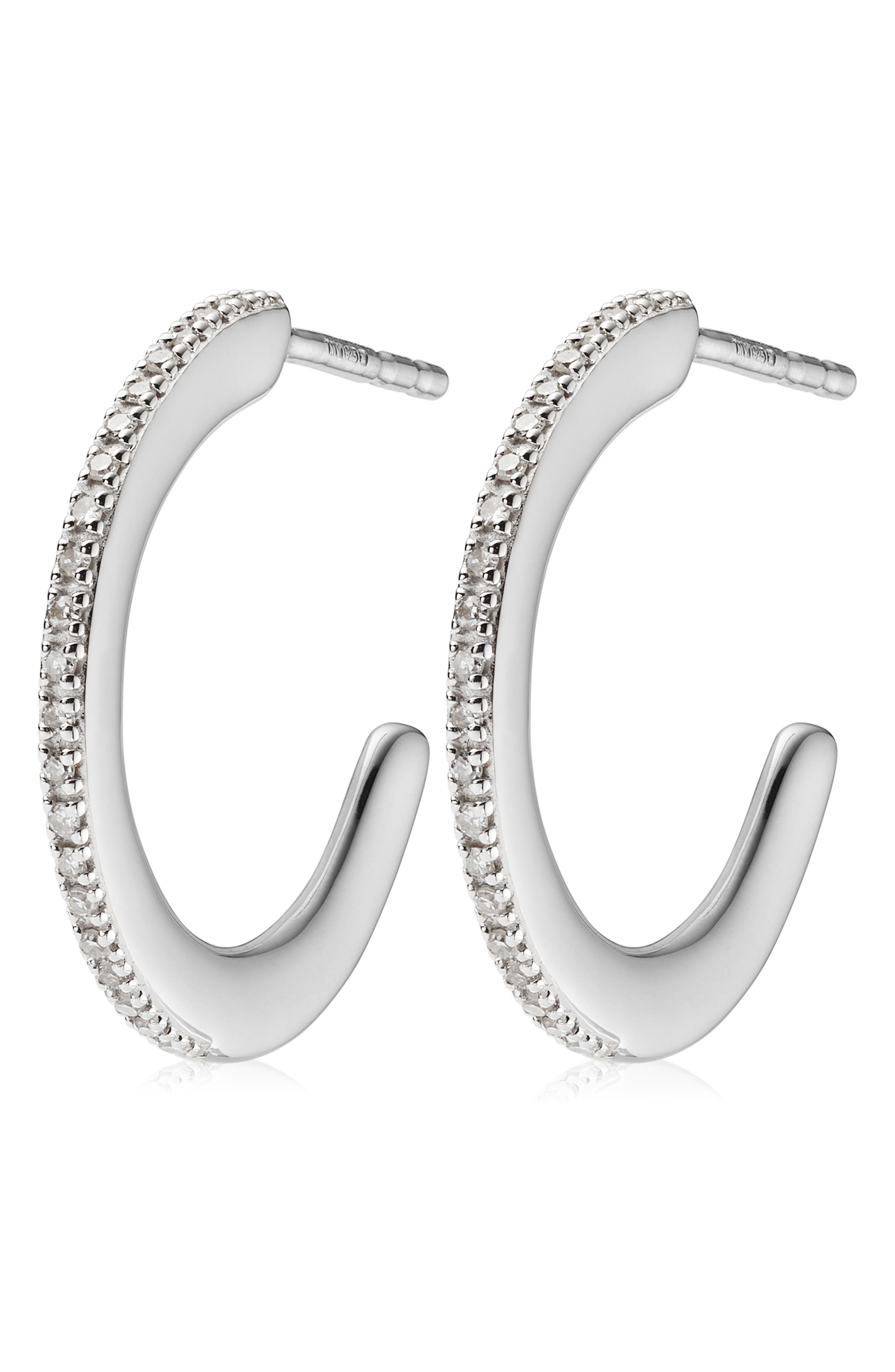 Monica Vinader Fiji Skinny Hoop Diamond Earrings