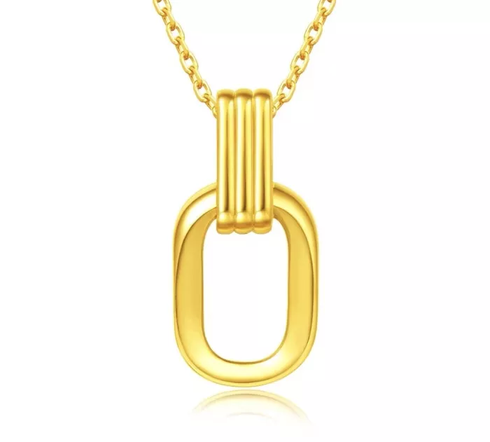 Vintage Geometric Double Ring Necklace Pendant