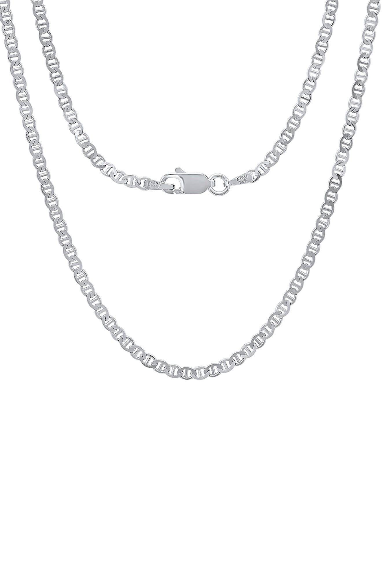 HMY JEWELRY Sterling Silver Mariner Chain Necklace