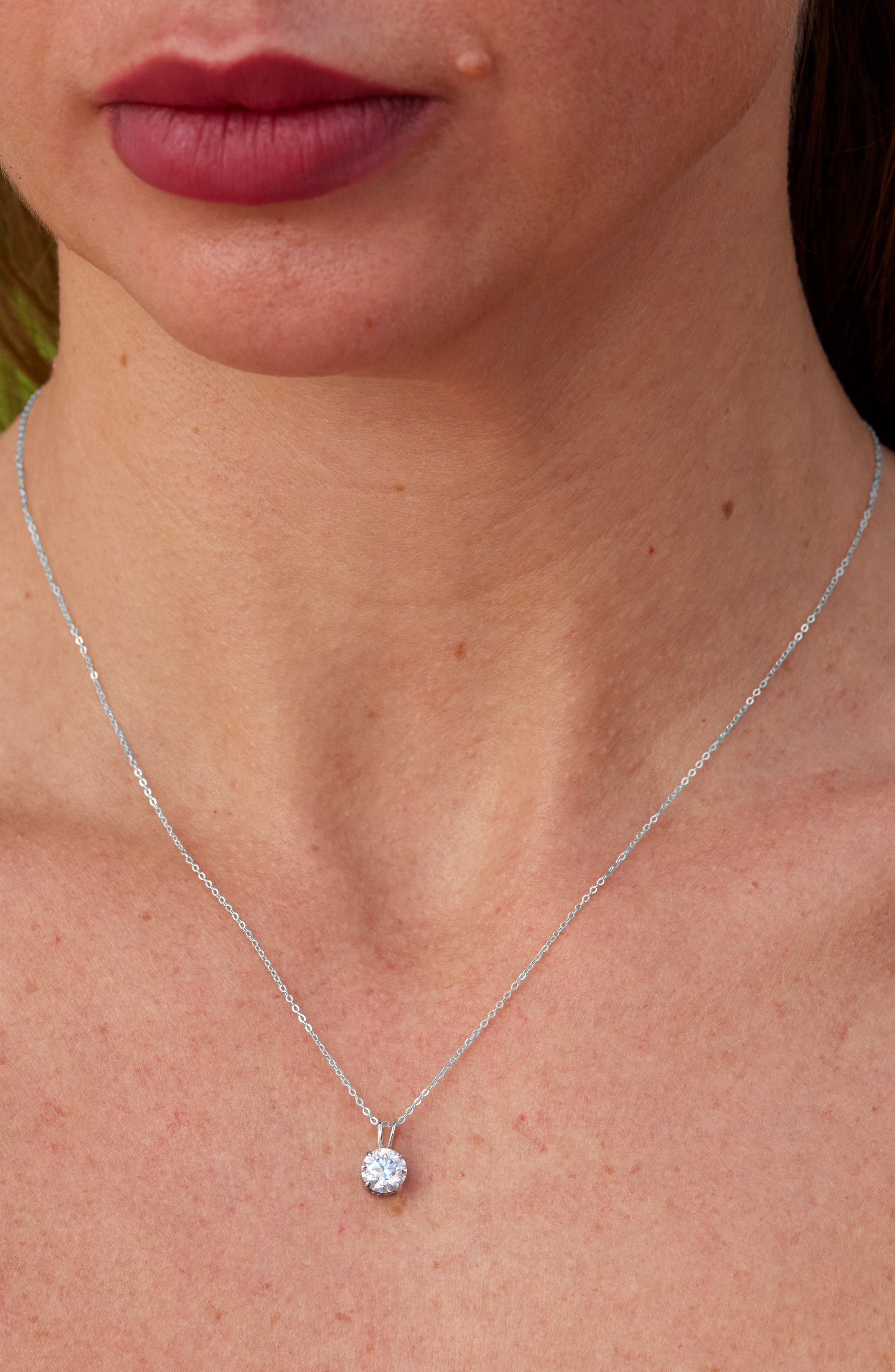 SAVVY CIE JEWELS 10K Gold Moissanite Solitaire Pendant Necklace