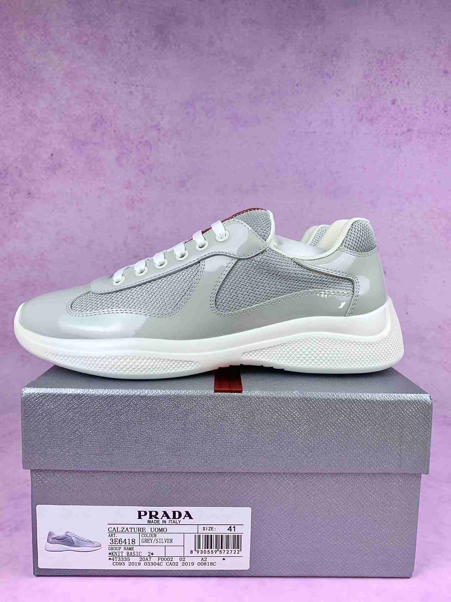Patent leather and technical fabric Prada America's Cup sneakers