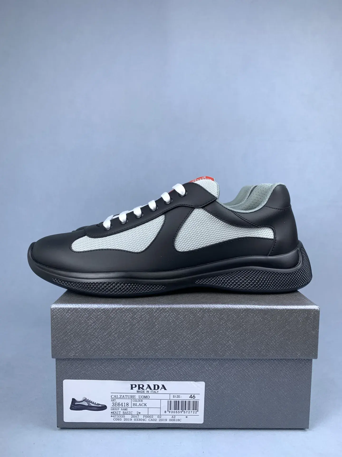Patent leather and technical fabric Prada America's Cup sneakers product photo from LabelPicks