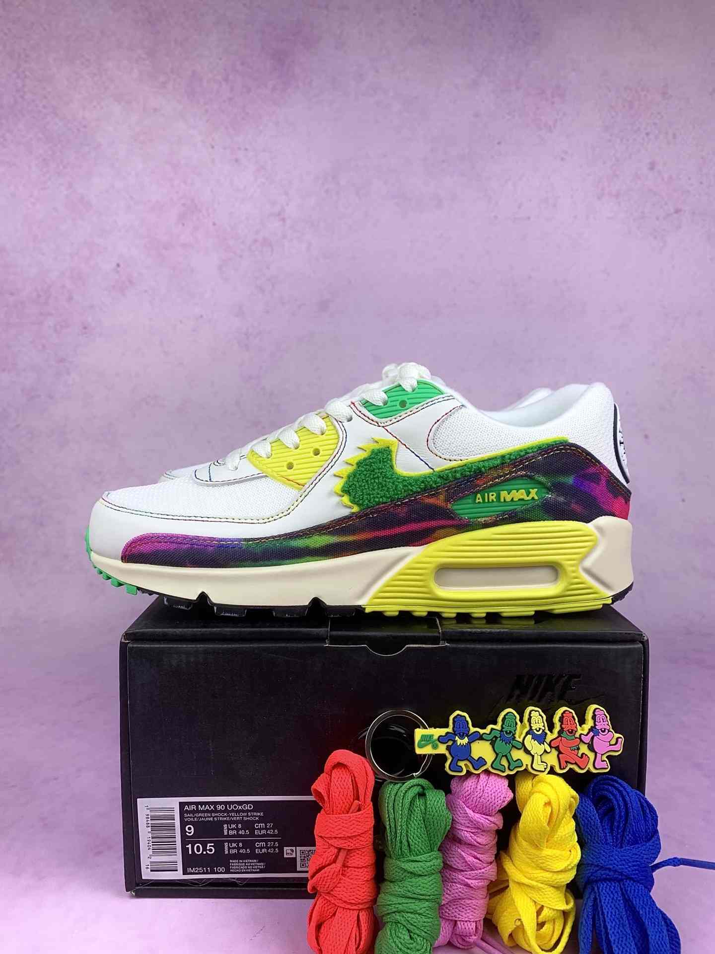 Air Max 90 x University of Oregon x Grateful Dead 'Green Shock and Yellow Strike' Shoes