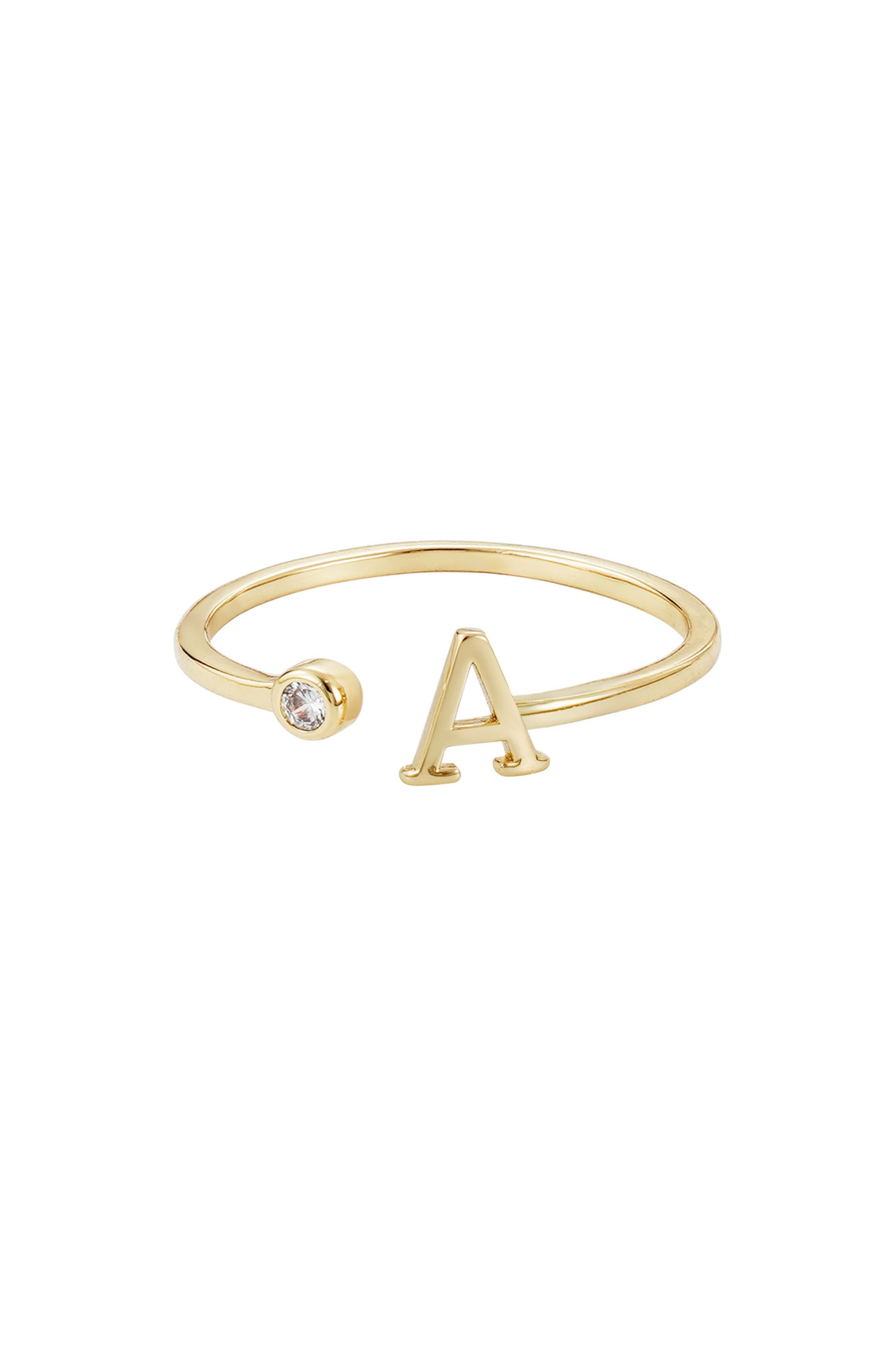 Adornia CZ & Initial Open Band Ring