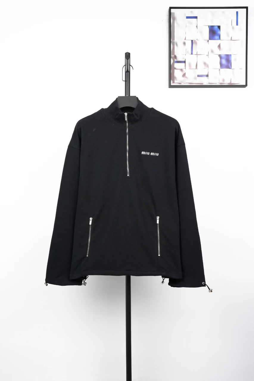 Miu Miu Black Logo Half Zip Fleece Sweatshirt product photo from LabelPicks