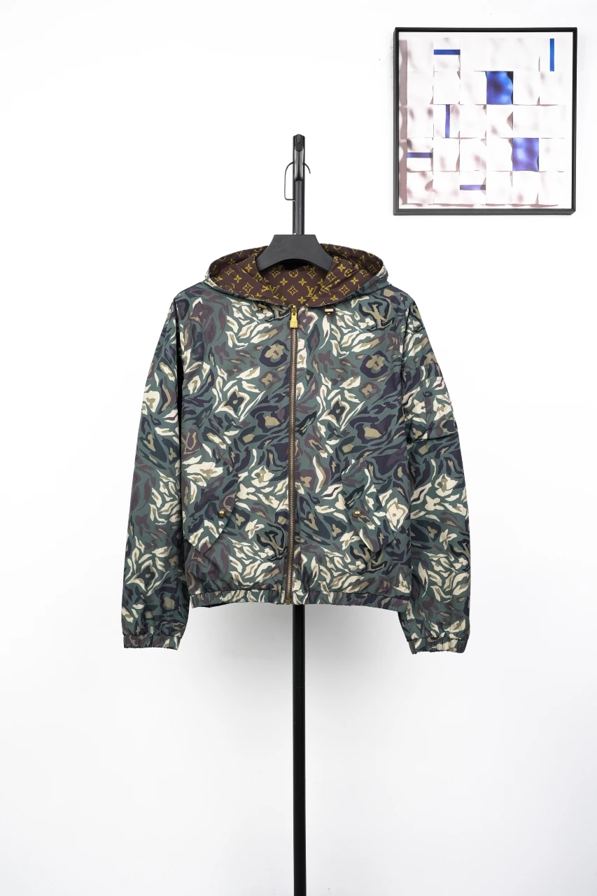 Louis Vuitton Green Camo Monogram Reversible Hooded Windbreaker product photo from LabelPicks