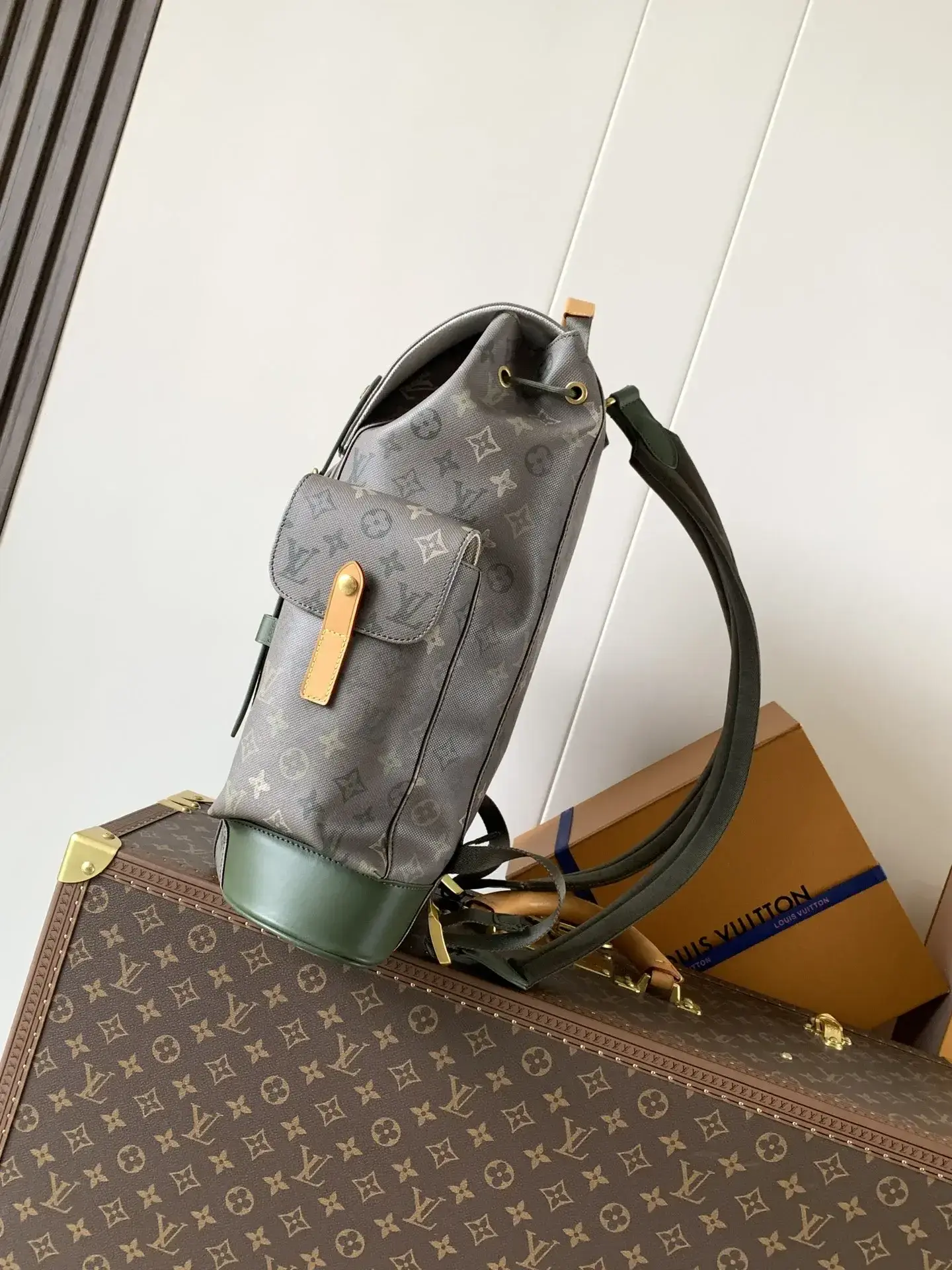 Louis Vuitton Christopher Green Canvas and Leather Backpack product photo from LabelPicks