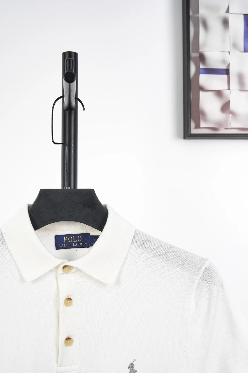 Ralph Lauren White Pony Embroidered Plain Knit Polo Shirt product photo from LabelPicks