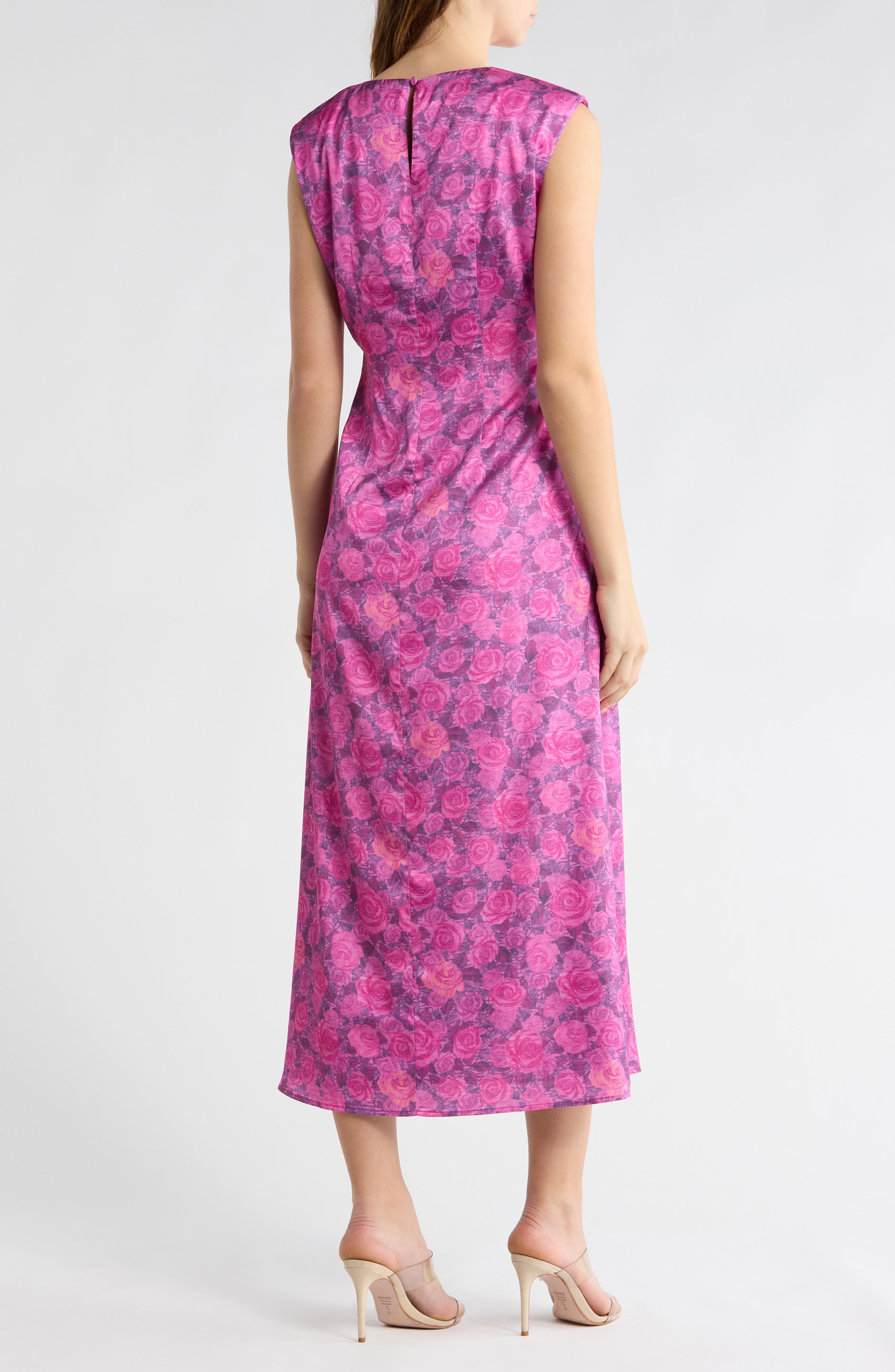 AREA STARS Cabbage Rose Sleeveless Midi Dress
