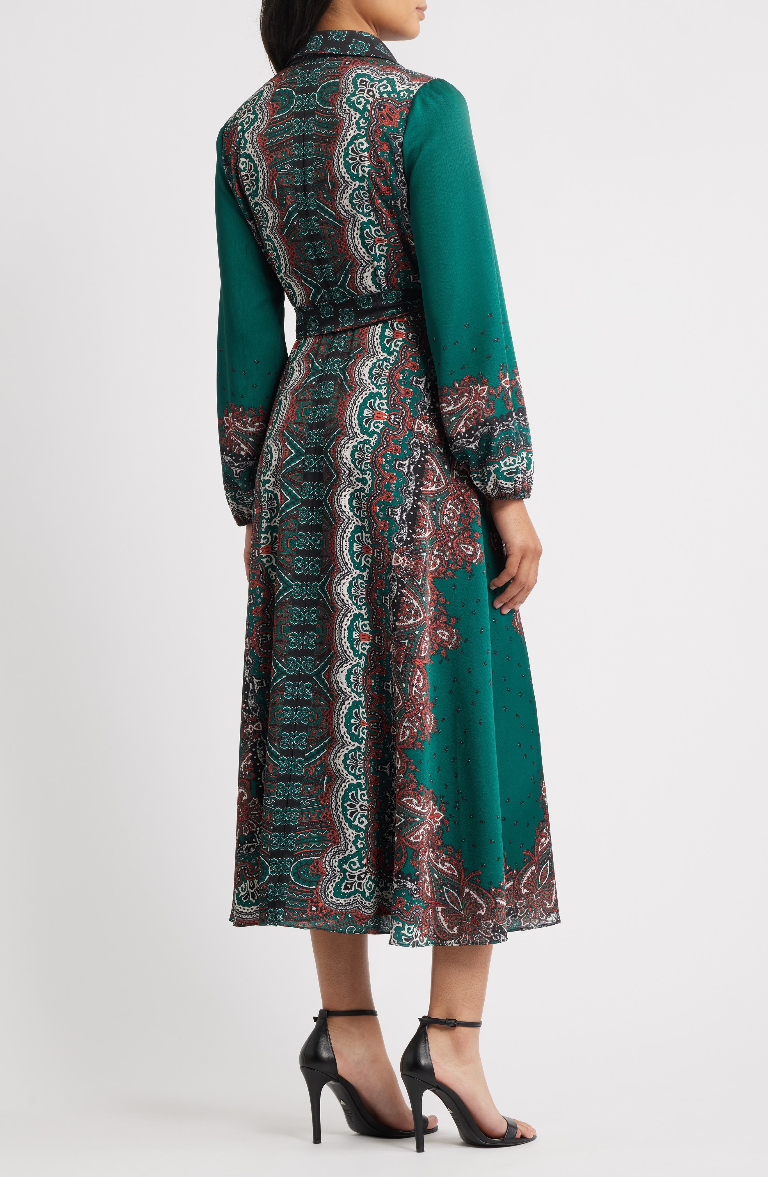 Julia Jordan Print Long Sleeve Shirtdress