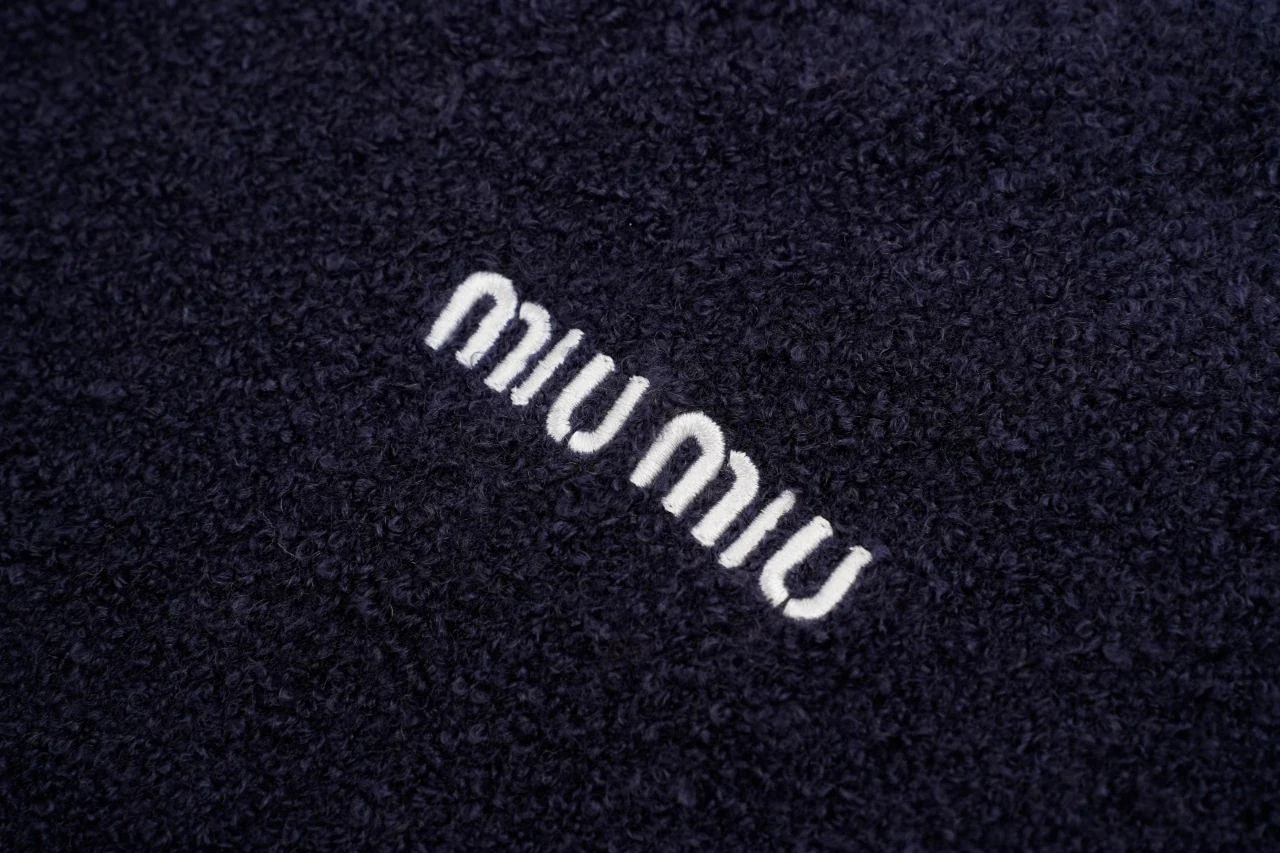 Miu Miu Navy Logo Teddy Crewneck Sweater product photo from LabelPicks