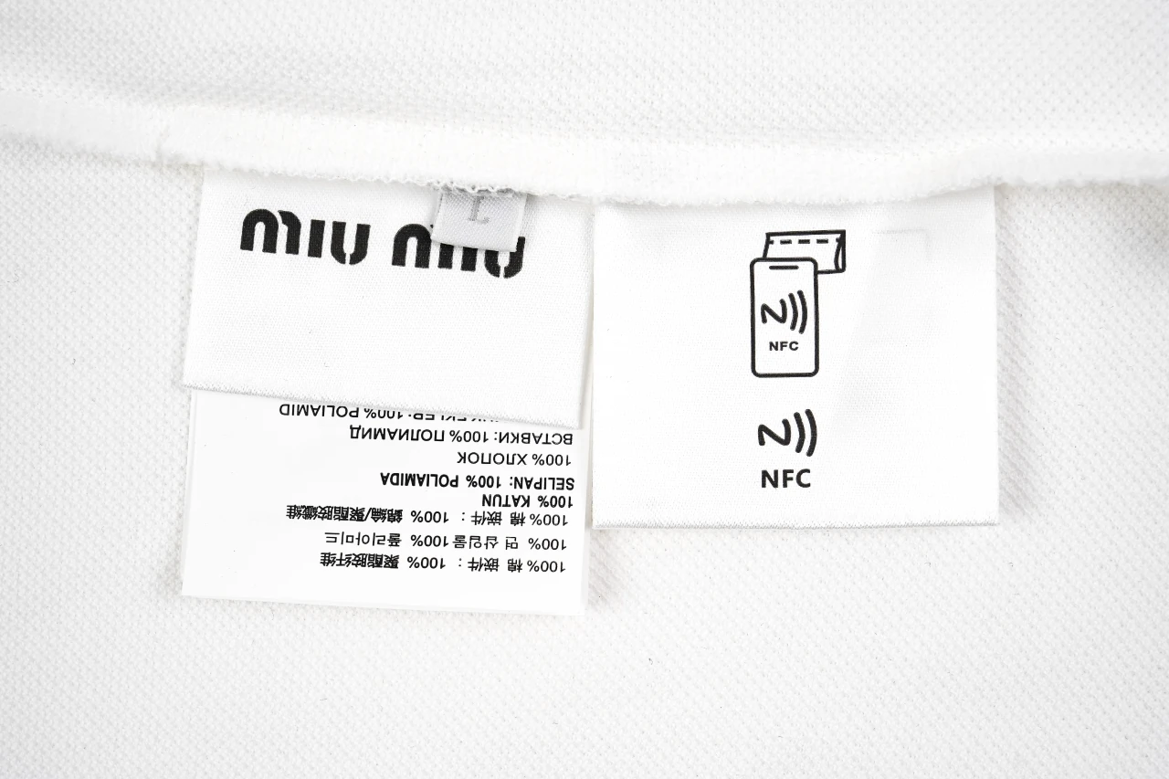 Miu Miu White Logo Embroidered Long Sleeve Polo Shirt product photo from LabelPicks