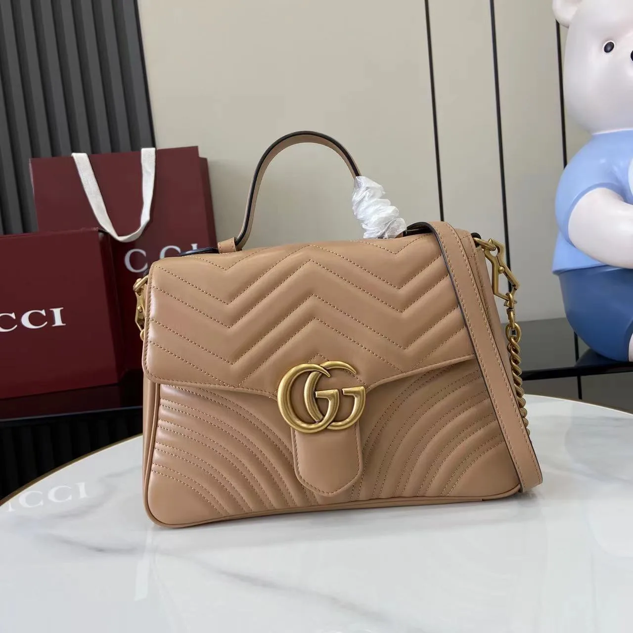 Gucci Beige Marmont GG Supreme Canvas Shoulder Bag product photo from LabelPicks