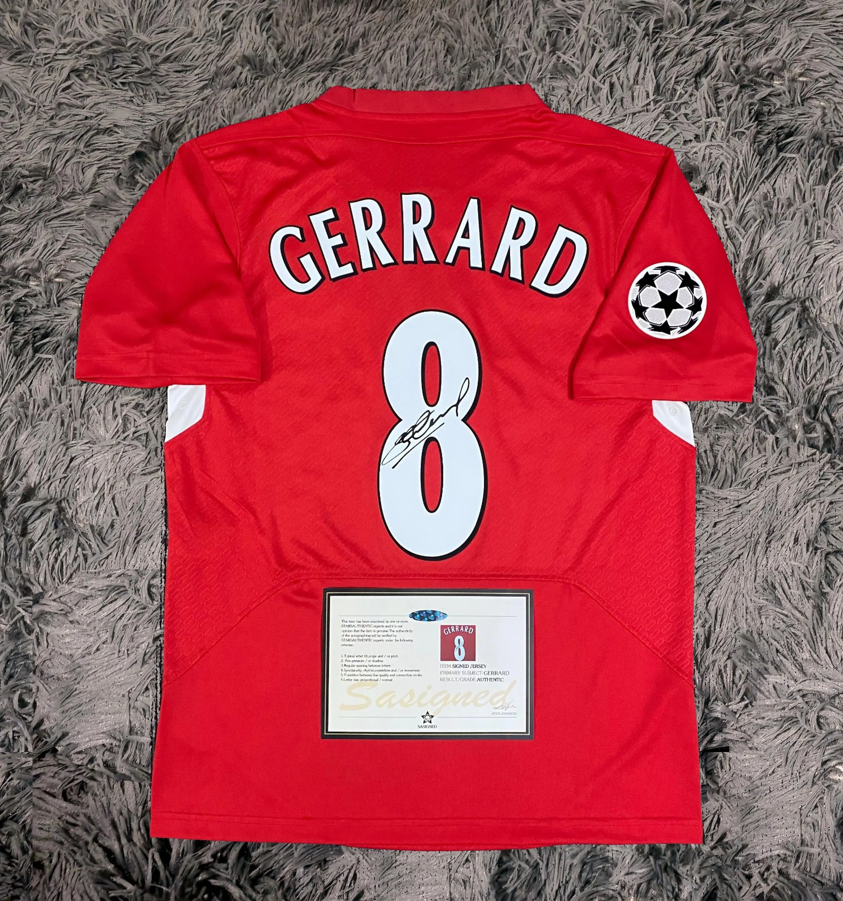 Steven Gerrard SIGNED Liverpool 04/05 UCL Final Home Jersey/Shirt - COA - 2005 Retro