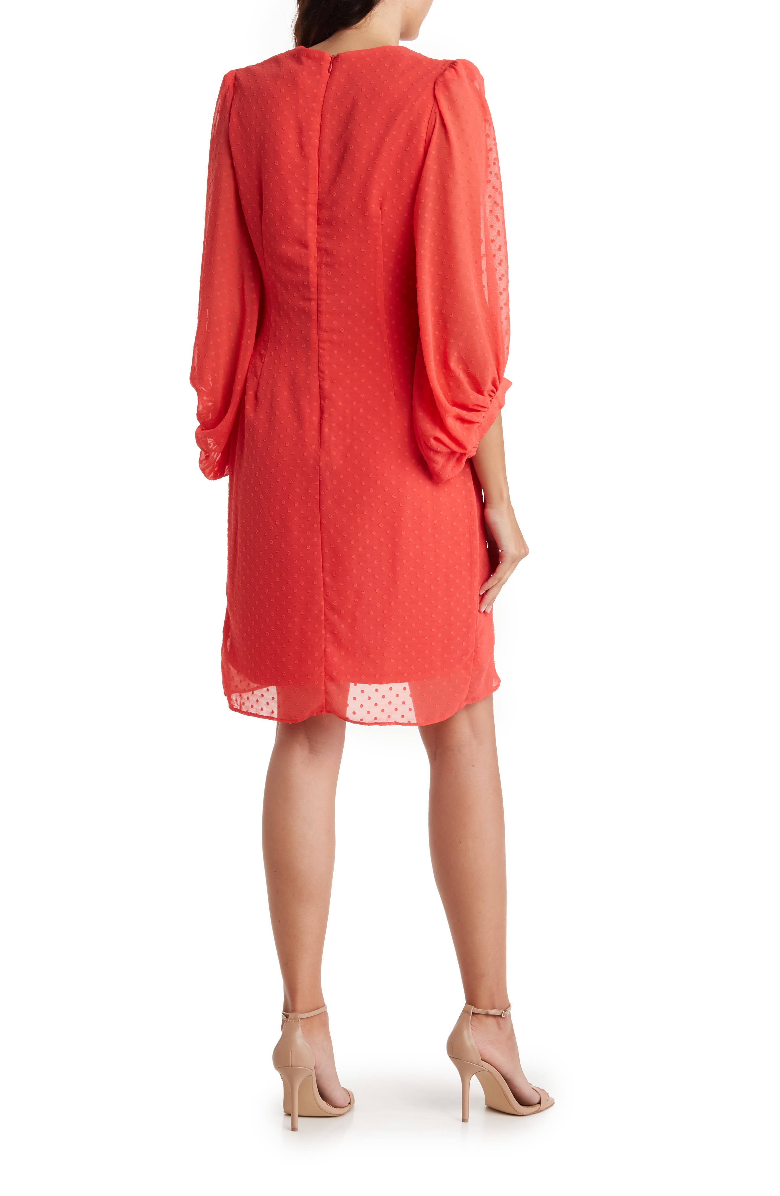 Julia Jordan Swiss Dot Balloon Sleeve Faux Wrap Dress