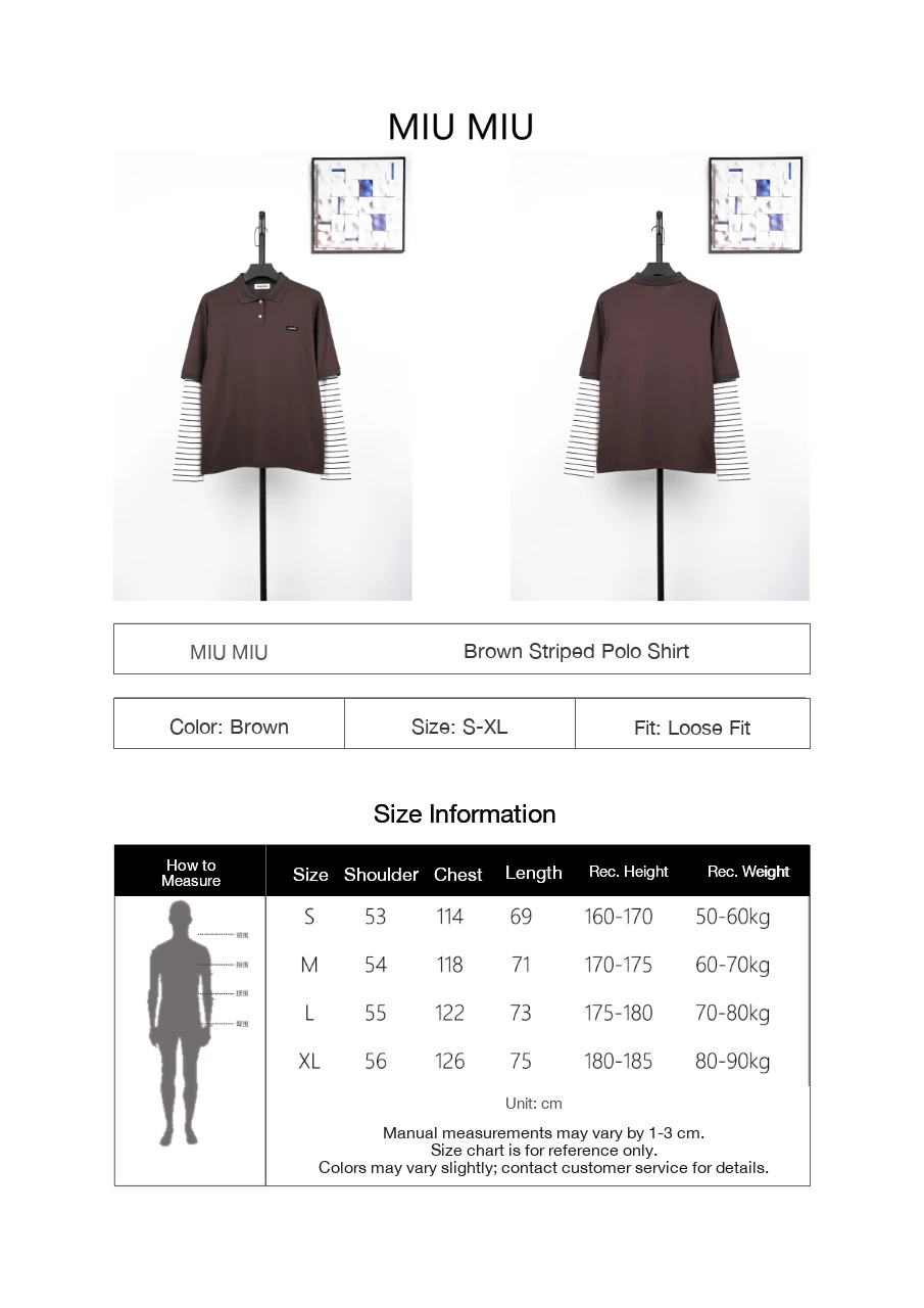 Miu Miu Brown Stripe Layered Look Long Sleeve Polo Shirt product photo from LabelPicks