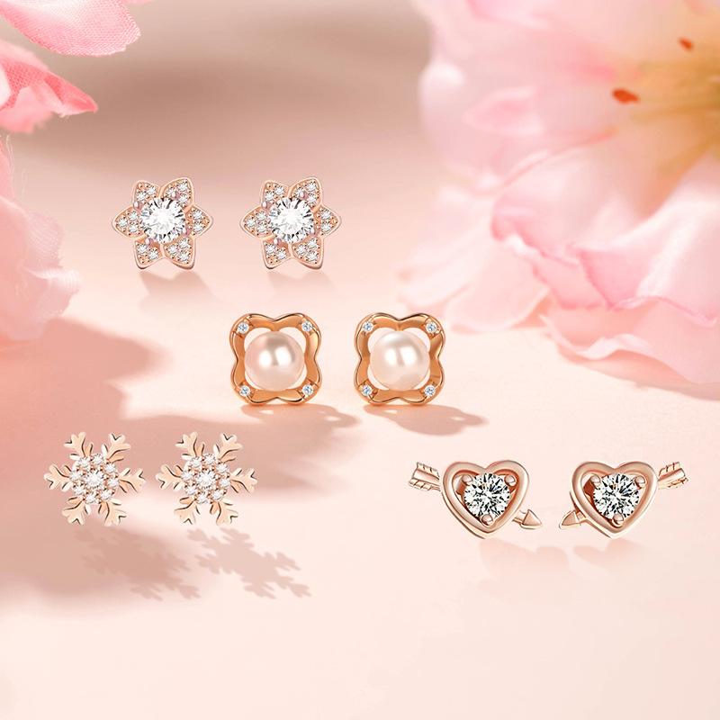 925 sterling silver weekly earrings, fashionable and luxurious, with delicate cubic zirconia embellishments, perfect as a Valentine's Day or birthday gift