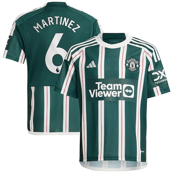 Lisandro Martínez Manchester United adidas Youth 2023/24 Away Replica Player Jersey - Green/White