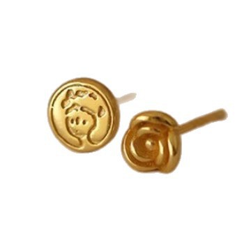Little Prince Rose Flower Earrings, Sterling Silver Plated with 24K Gold, Simple and Compact French Style Ins Versatile Earrings