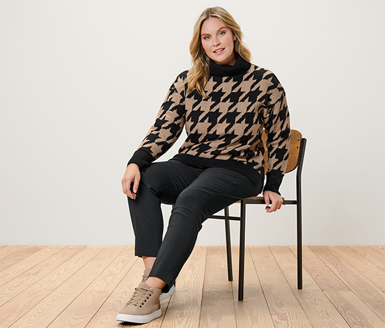 Strickpullover mit Hahnentritt-Jacquard
