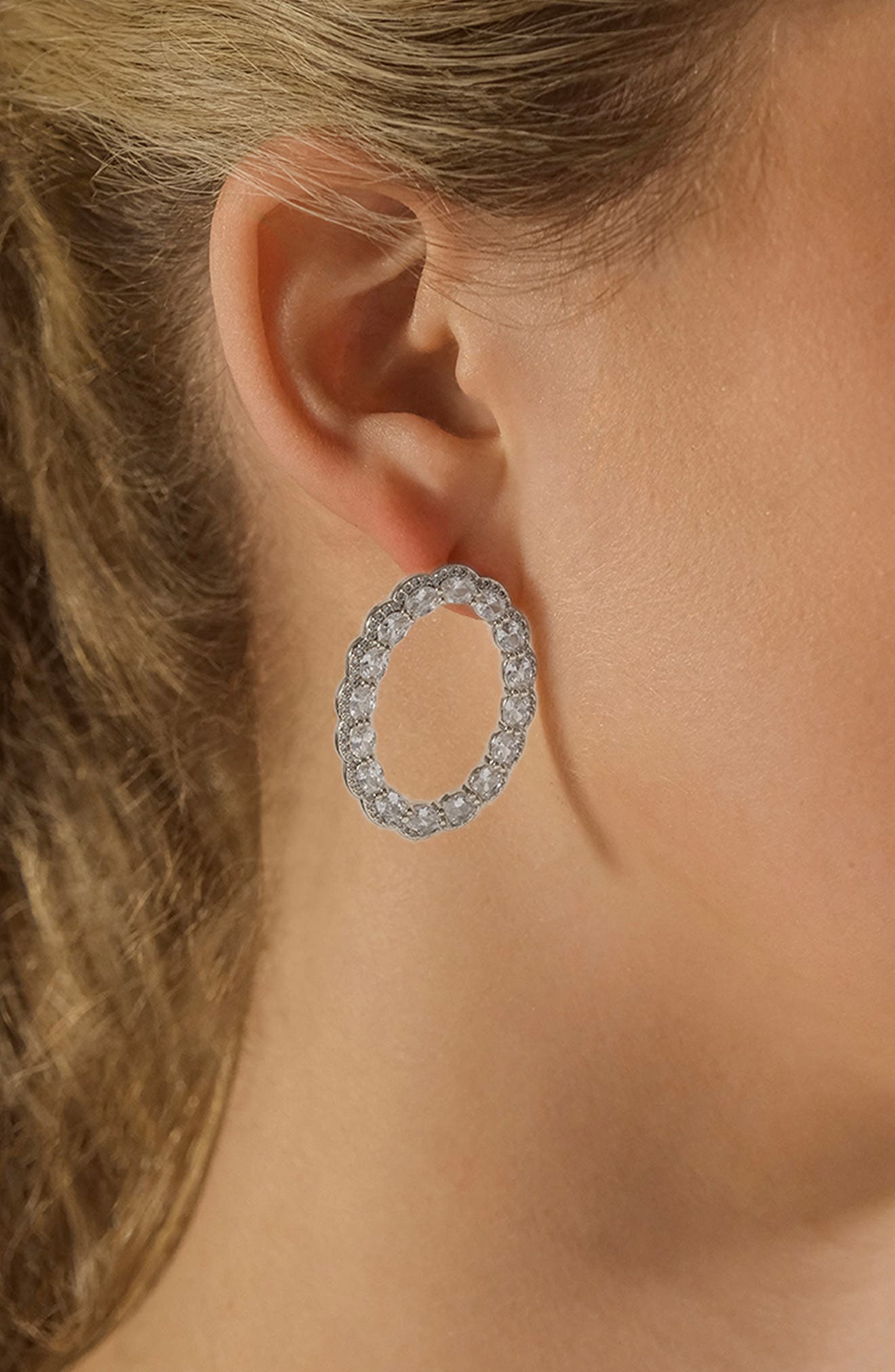 Sterling Forever Rosario CZ Front Hoop Earrings