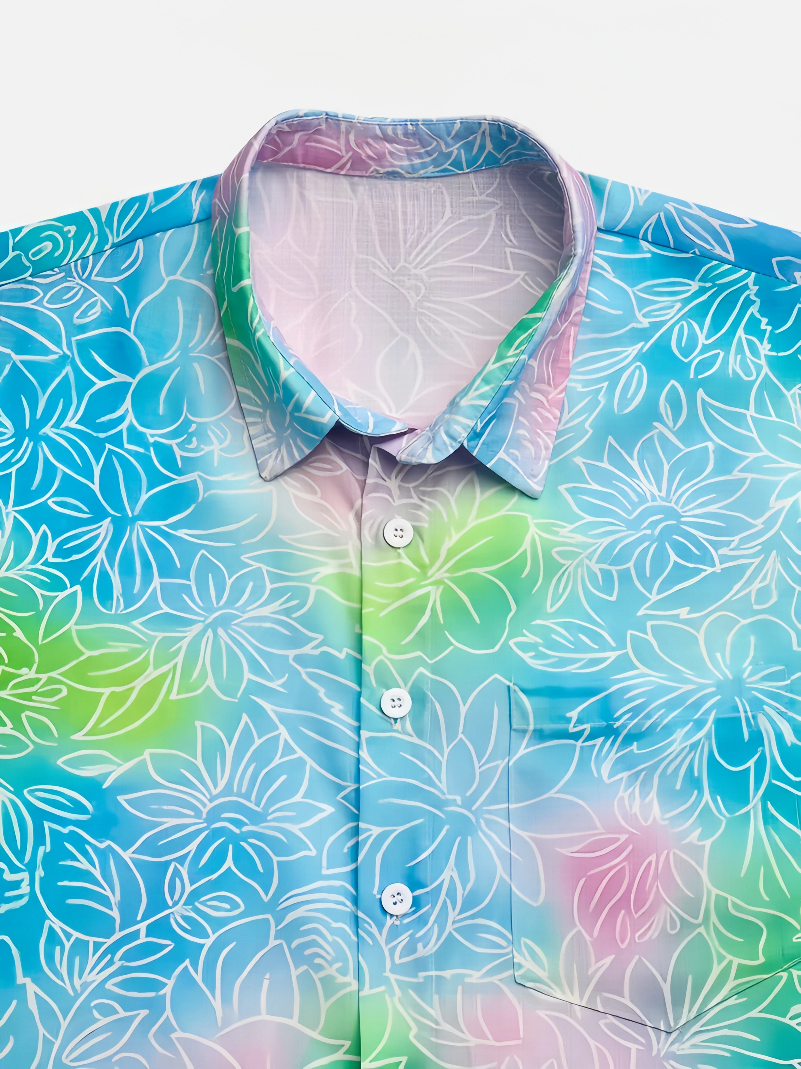 Leaves Chest Pocket Short Sleeve Resort Shirt